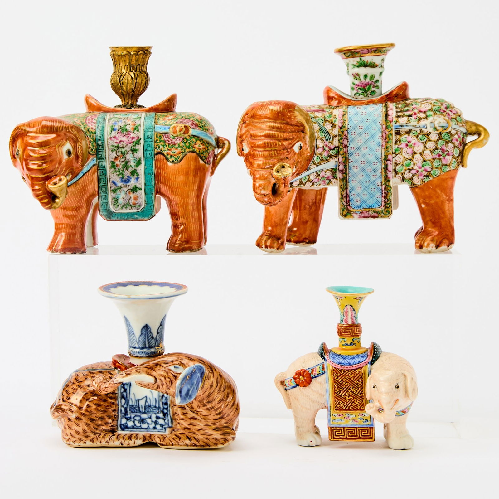 Four Chinese Enameled Porcelain Elephants 18th Century (1 of 6)