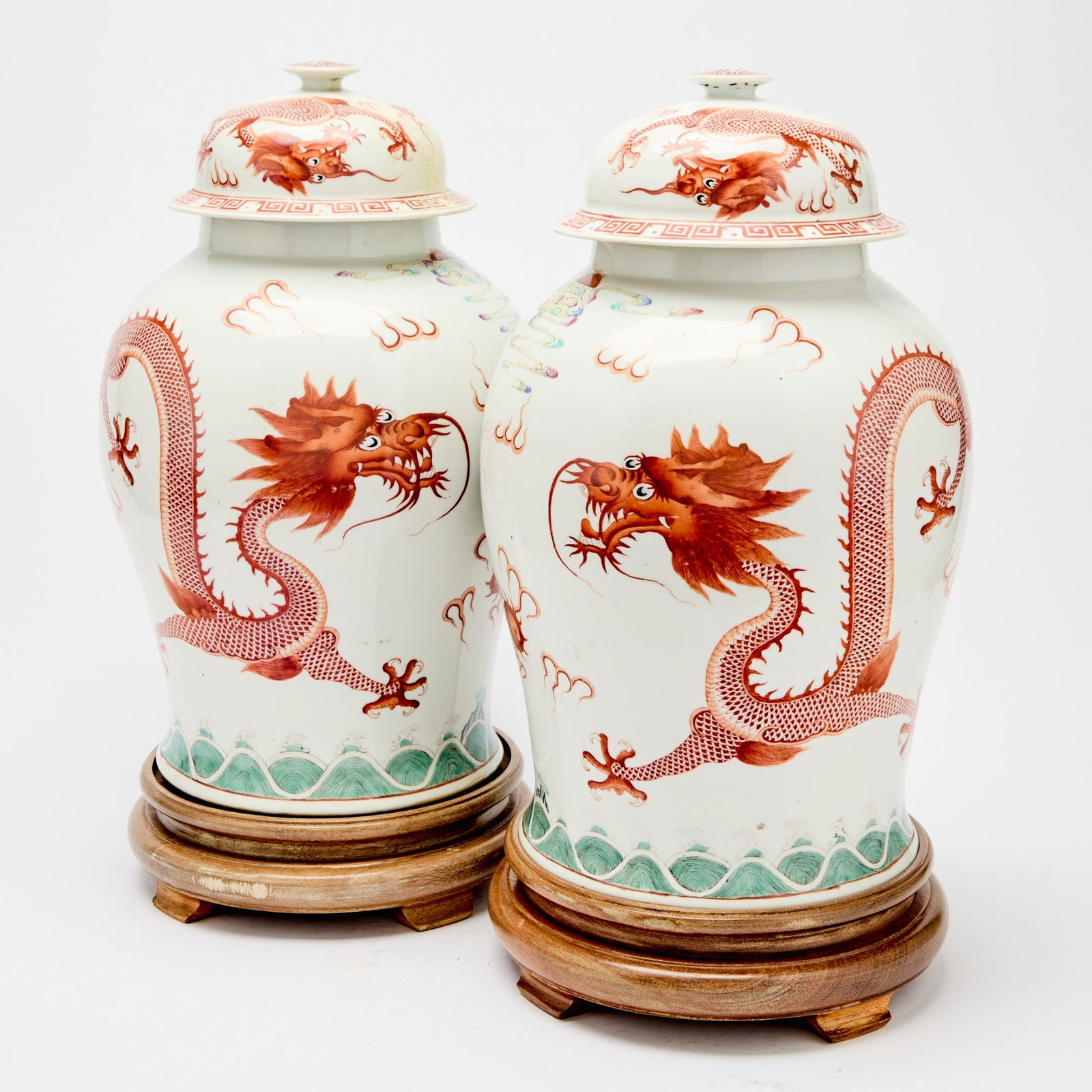 A Pair of Chinese Enameled Porcelain Jars and Covers Late Qing Dynasty (1 of 8)