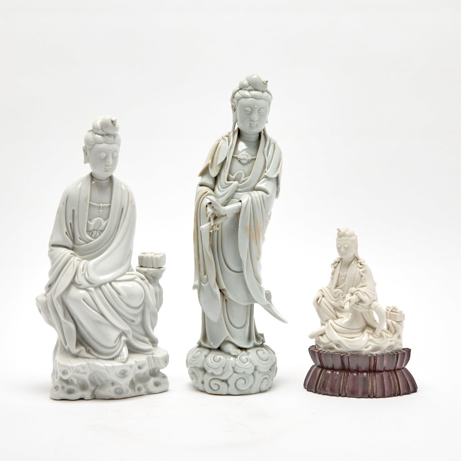 Three Chinese Dehua Porcelain Figures of Guanyin Late Qing-Republic Period (1 of 2)