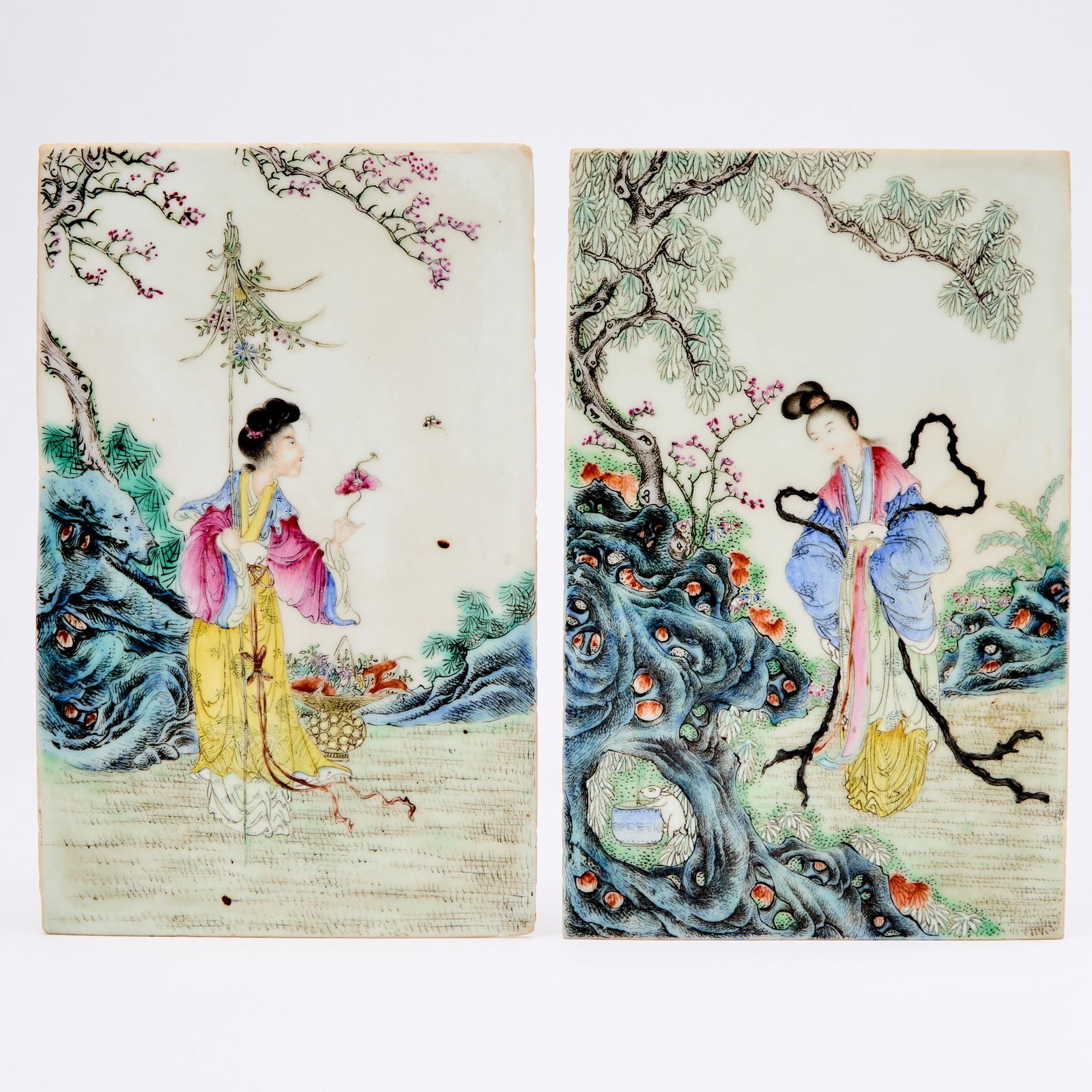 A Pair of Chinese Enameled Porcelain Plaques Republic Period (1 of 4)