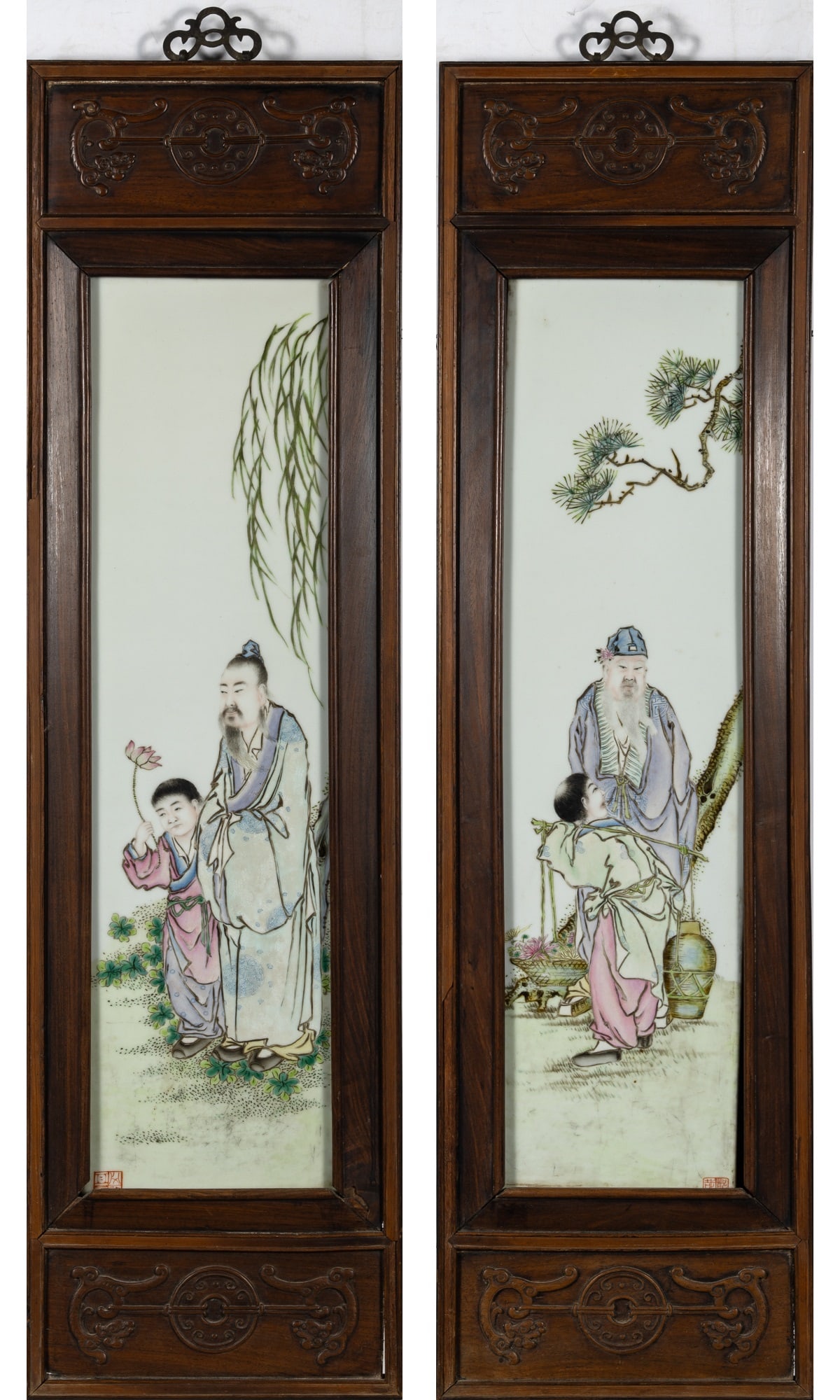 A Pair of Chinese Enameled Porcelain Plaques Republic Period (1 of 7)