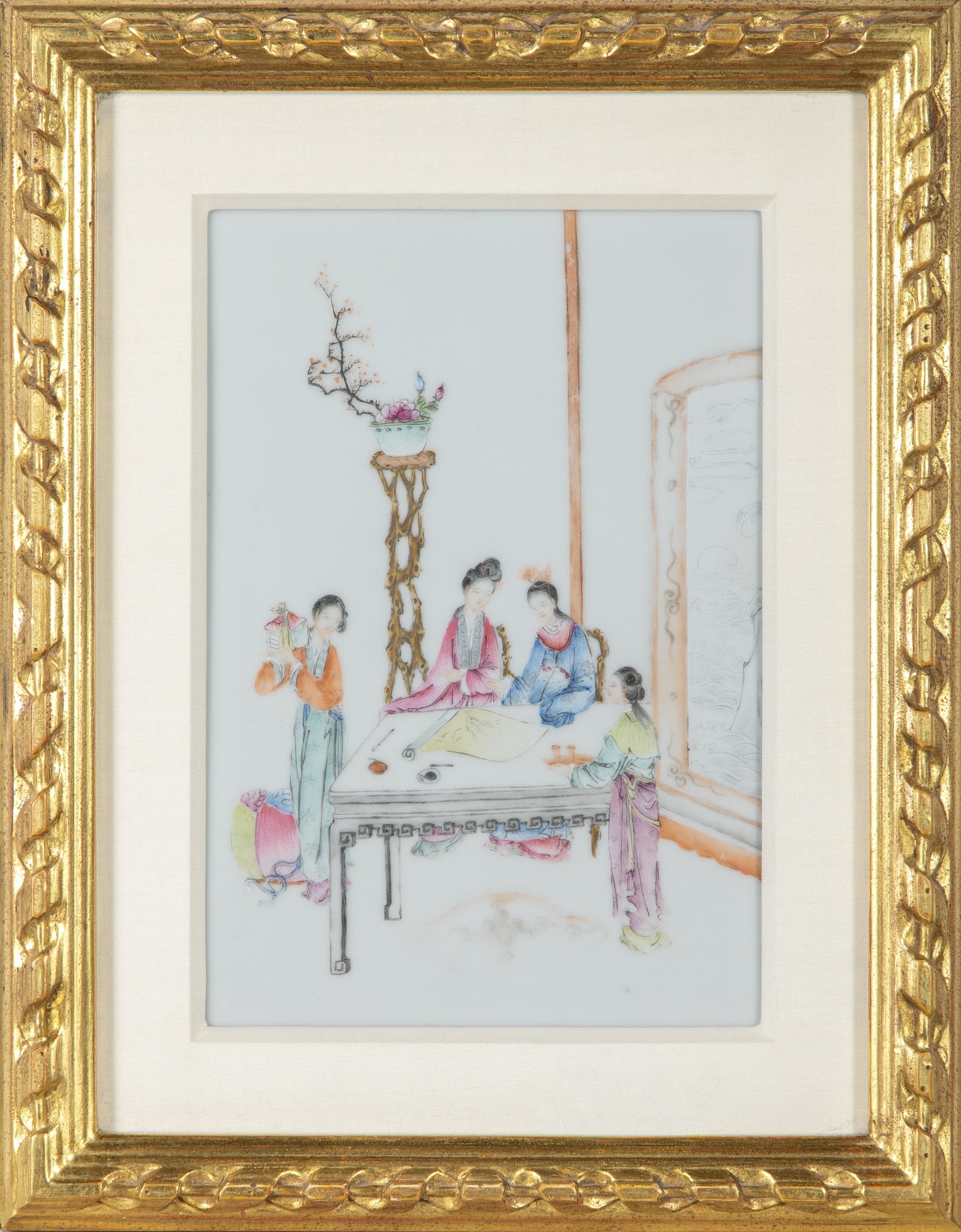 A Chinese Enameled Porcelain Plaque Qing Dynasty (1 of 2)