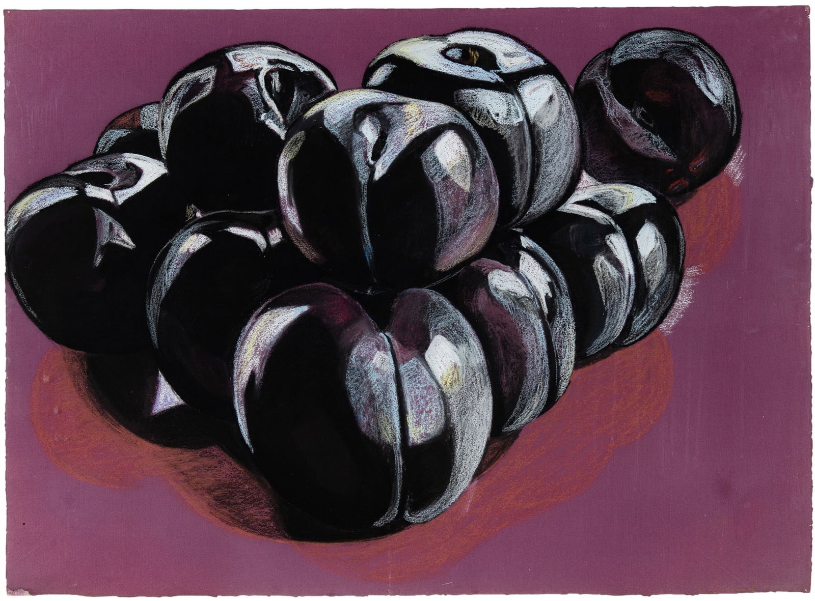 Diane Townsend: American Black Plums, 1983 Pastel on paper 22 1/2 x 30 inches (57.2 x 76.2cm) Provenance: Tatistcheff & Company, New York (Framed 24 1/2 x 32 3/4 inches) Overall in great condition. Sheet is