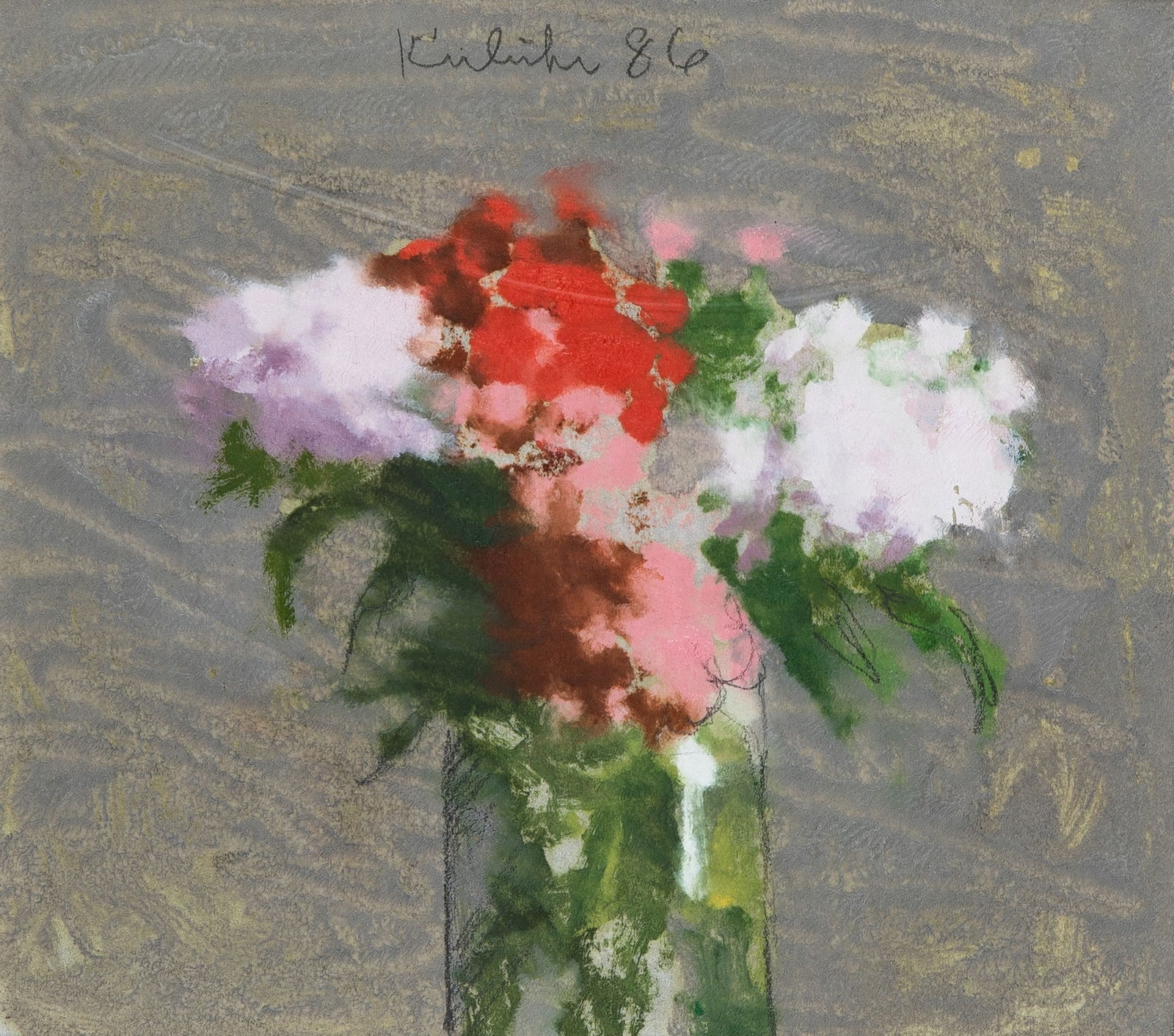 Robert Kulicke: American, 1924-2007 Still Life, 1986 Signed Kulicke 86 (uc) Pressed painting and charcoal on paper 8 x 9 inches (20.3 x 22.9cm) Provenance: Griffin-Haller Gallery, Washington Depot, CT Acquired