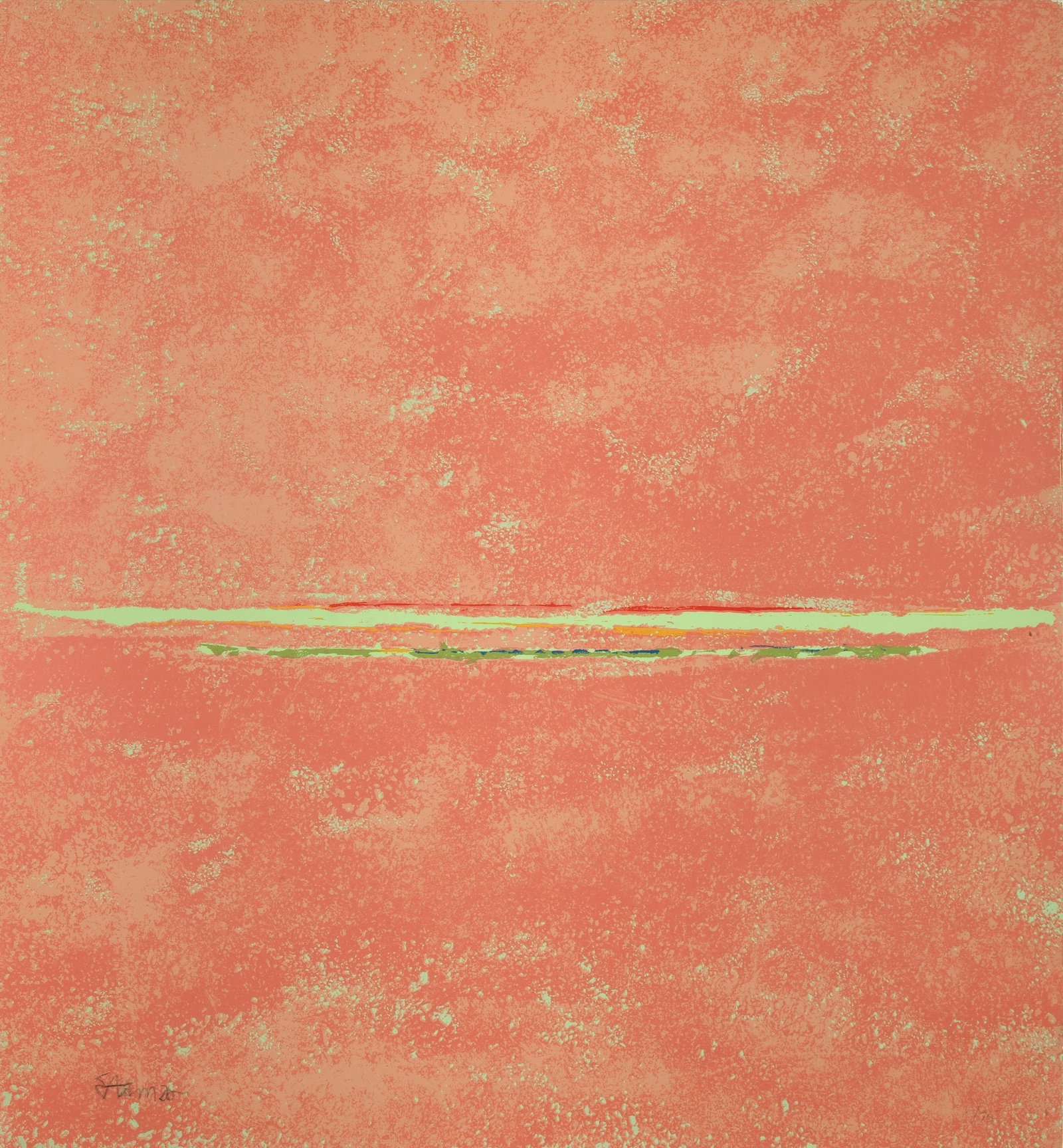 Theodoros Stamos (1922-1997): INFINITY FIELD - OLYMPIA I Color screenprint, 1972, on wove paper, signed and numbered 6/75 in pencil, published by Marlborough Graphics, New York, the full sheet, framed. Sheet 24 7/8 x 23 inches (63