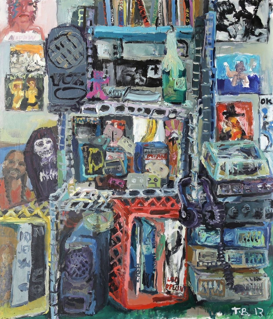 Todd Bienvenu: American, b. 1980 Tribute to an Erased iPod, 2013 Signed T.B. 13 (lr) and titled on the side Acrylic on canvas 63 x 54 inches (160 x 137cm) Unframed Provenance: Acquired from the artist directly 