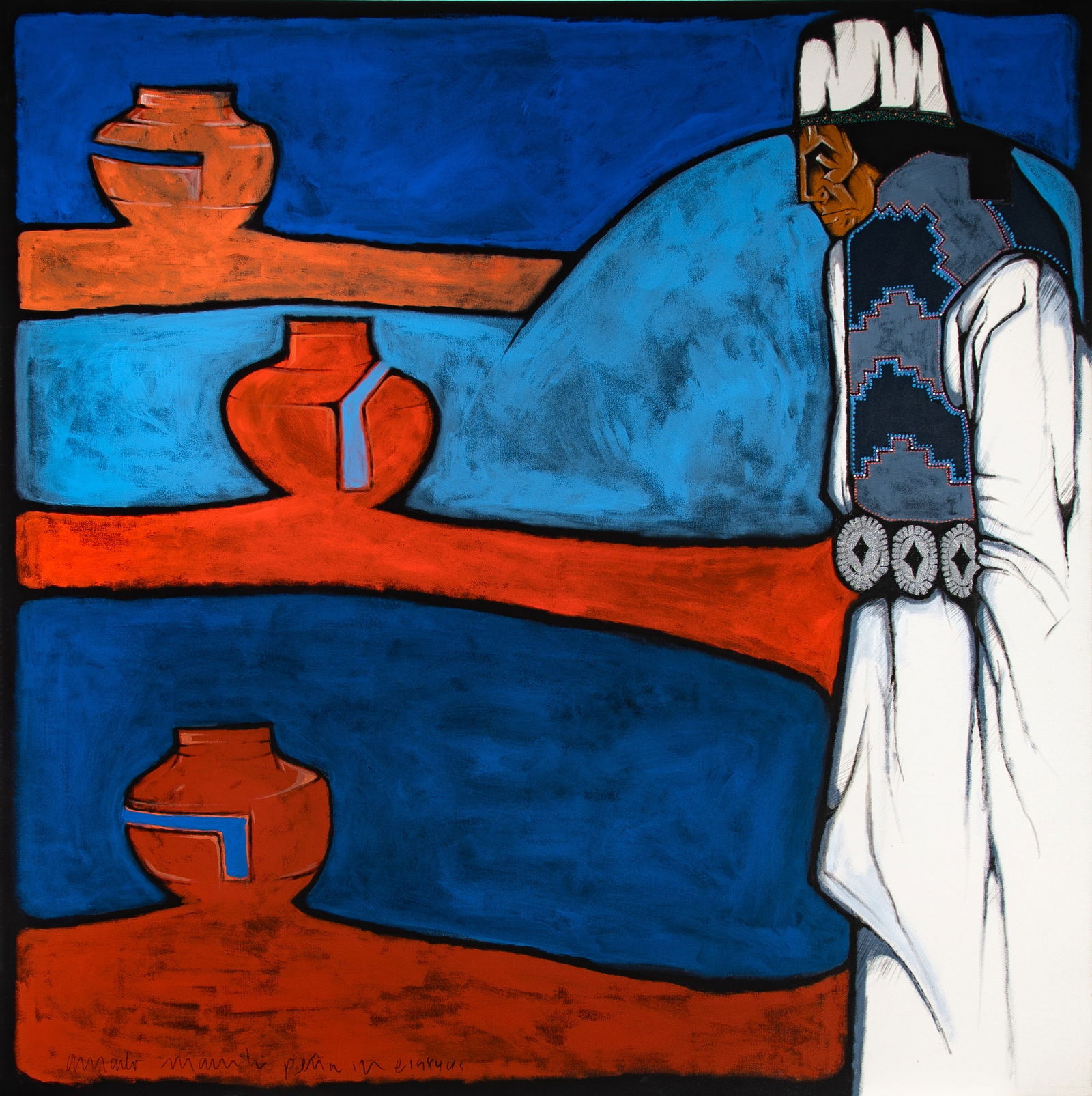 Amado Maurilio Pena: American, b. 1943 Untitled, 1984 Signed and dated Amado Maurilio Pena 1984 (ll) Acrylic on canvas 48 x 48 inches (121.9 x 121.9cm) Unframed Overall in great condition. Surface stretched well and