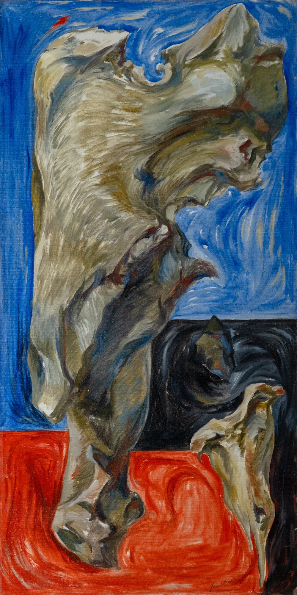 James C. McMillan: American, b. 1925 Confrontation II, 1966 Signed James C. McMillan (lr) Oil on canvas 36 x 18 inches (91.4 x 45.7cm) (Framed 36 1/2 x 18 1/2 inches) Overall in great condition. The surface is clean