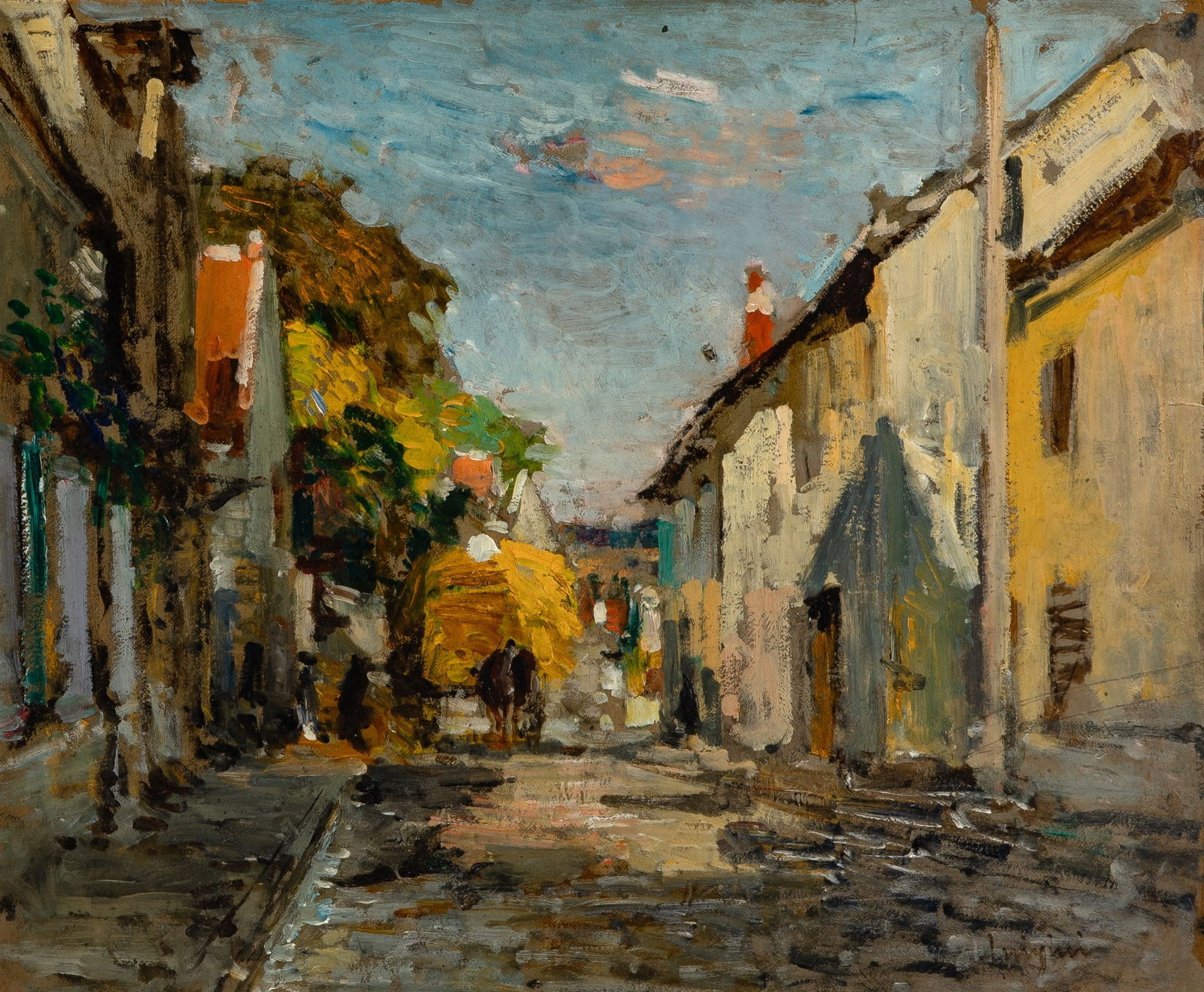 Ferdinand-Jean Luigini: French, 1870-1943 Rentrée de la moisson Signed Luigini (lr) Oil on canvas 15 1/4 x 18 1/4 inches (38.7 x 46.4 cm)Provenance: Hammer Galleries, New York (Framed 22 x 25 inches)