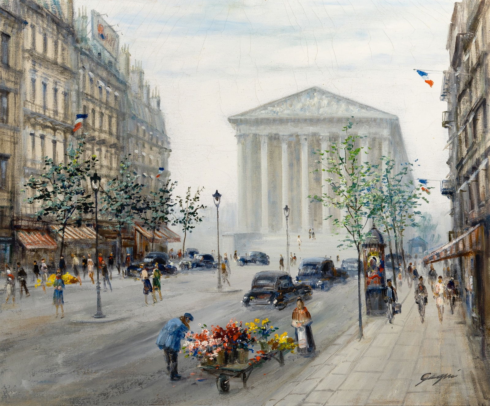 Paul Gagni: French 1893-1962 La Madeleine Paris Signed Gagni (lr) Oil on canvas 20 x 24 1/8 inches (50.8 x 61.3 cm) (Frame 27 1/2 x 31 1/2 inches)