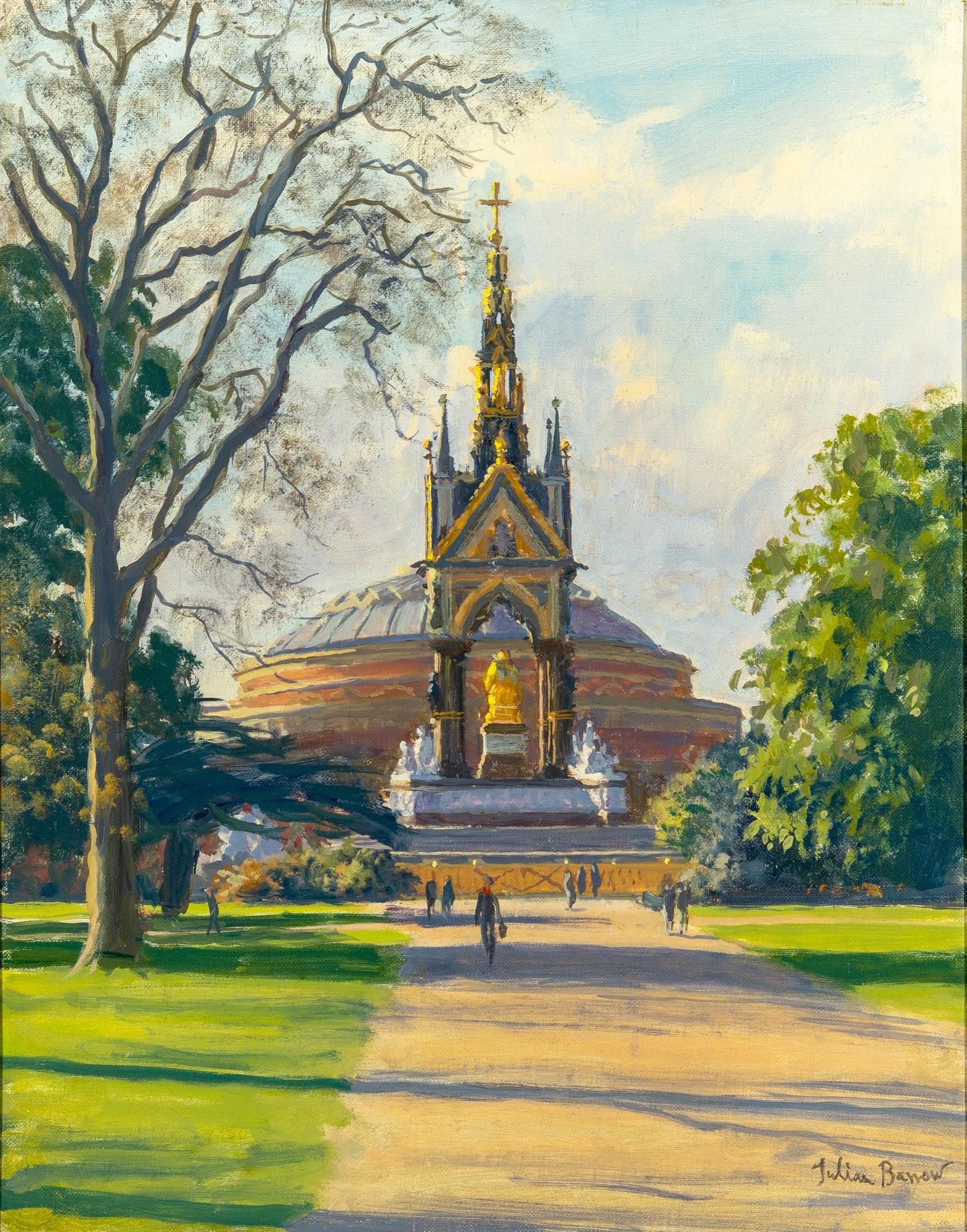 Julian Barrow: British, 1939-2013 The Albert Memorial Signed Julian Barrow (lr) Oil on canvas 14 x 11 inches (35.6 x 27.9 cm) Exhibited: London, The Fine Art Society, Julian Barrow's London, Nov. 1999 (Frame 17