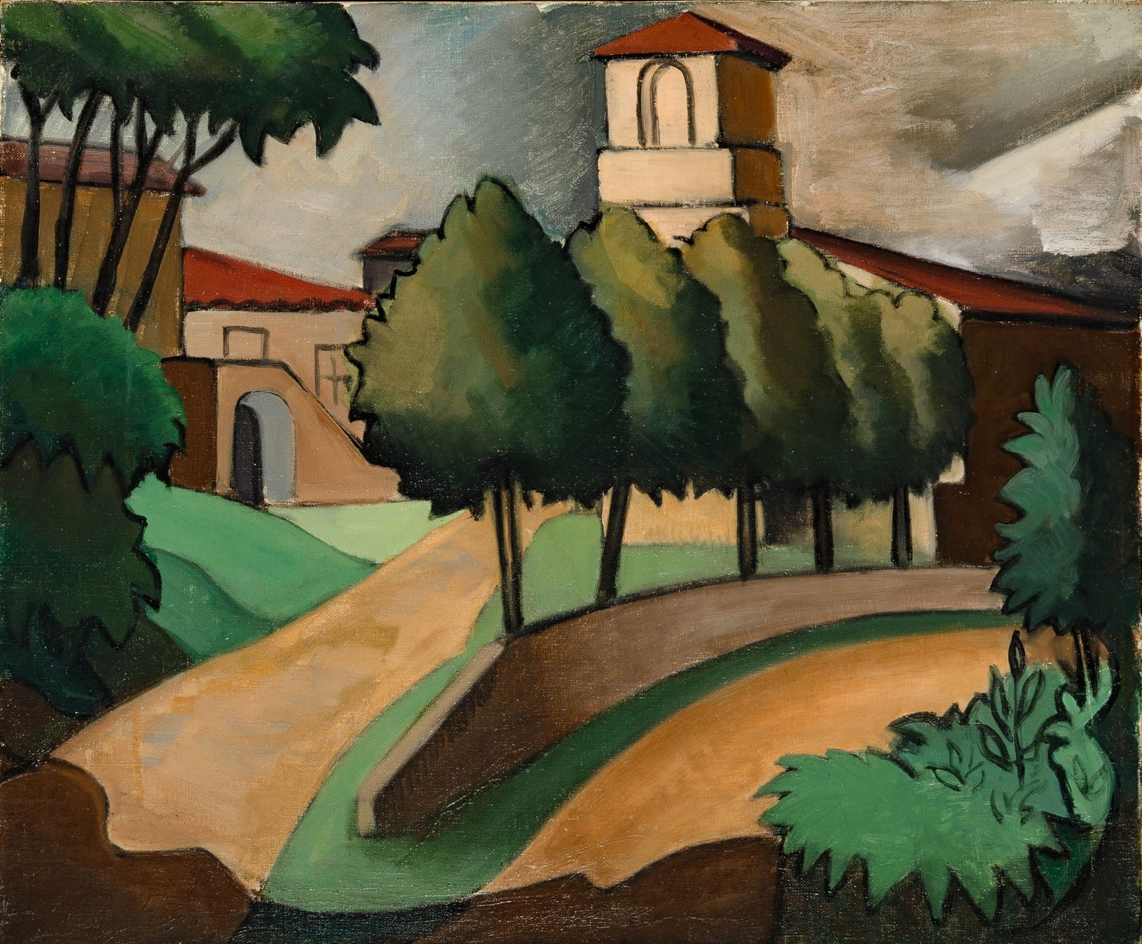 Louis K. Stone: American, 1902-1984 Untitled (Landscape), circa 1929 Inscribed LKS Col. #649 on the stretcher bar Oil on canvas 21 1/4 x 25 3/4 inches (54 x 65.4 cm) Provenance: Michael Rosenfeld Gallery, New York 