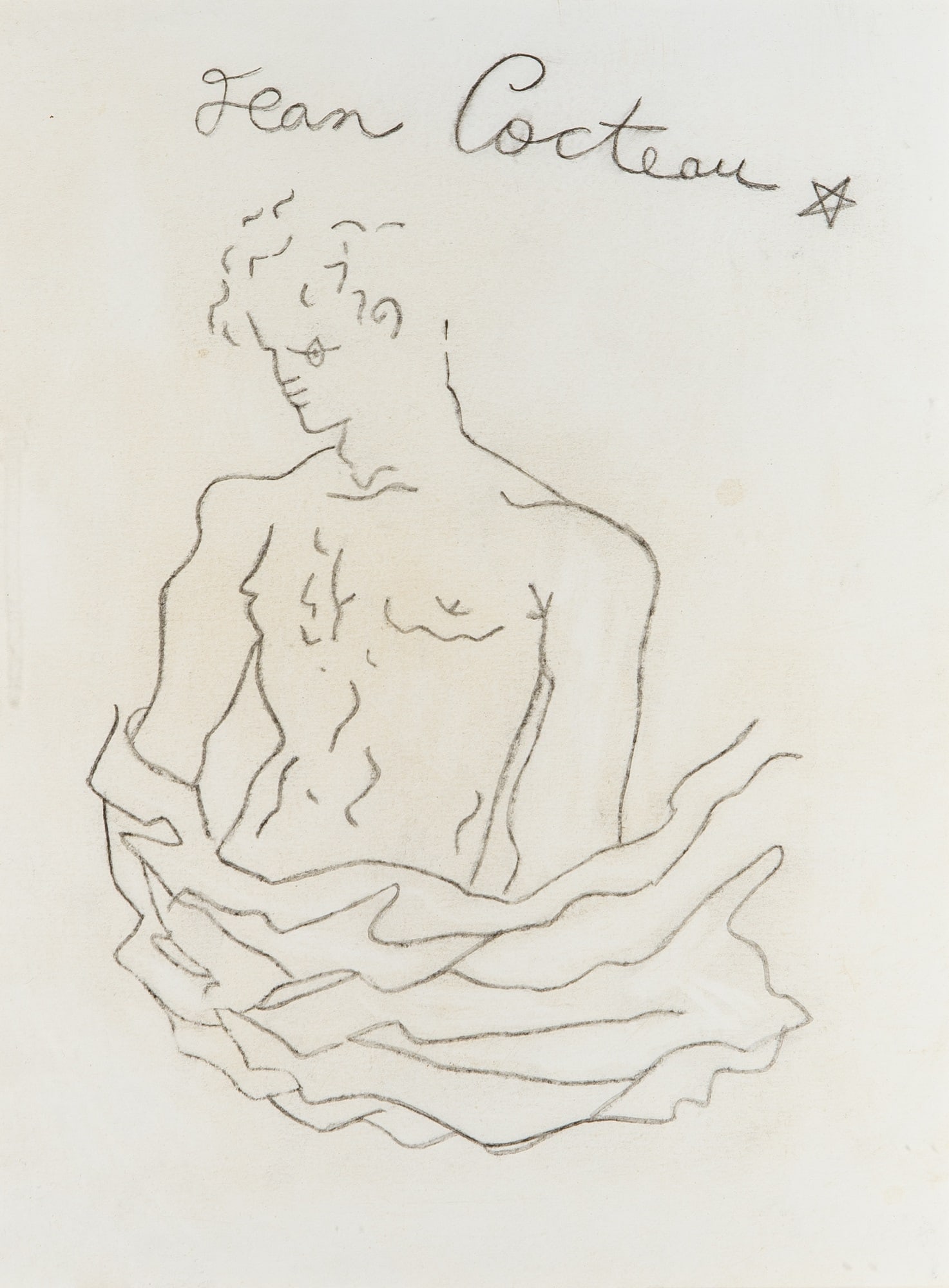 20th Century School, after a drawing by Jean Cocteau: Draped FigureInscribed Jean Cocteau (uc)Pencil on paper12 x 9 inches (30.5 x 22.9 cm) (Framed 15 1/4 x 12 1/4 inches)