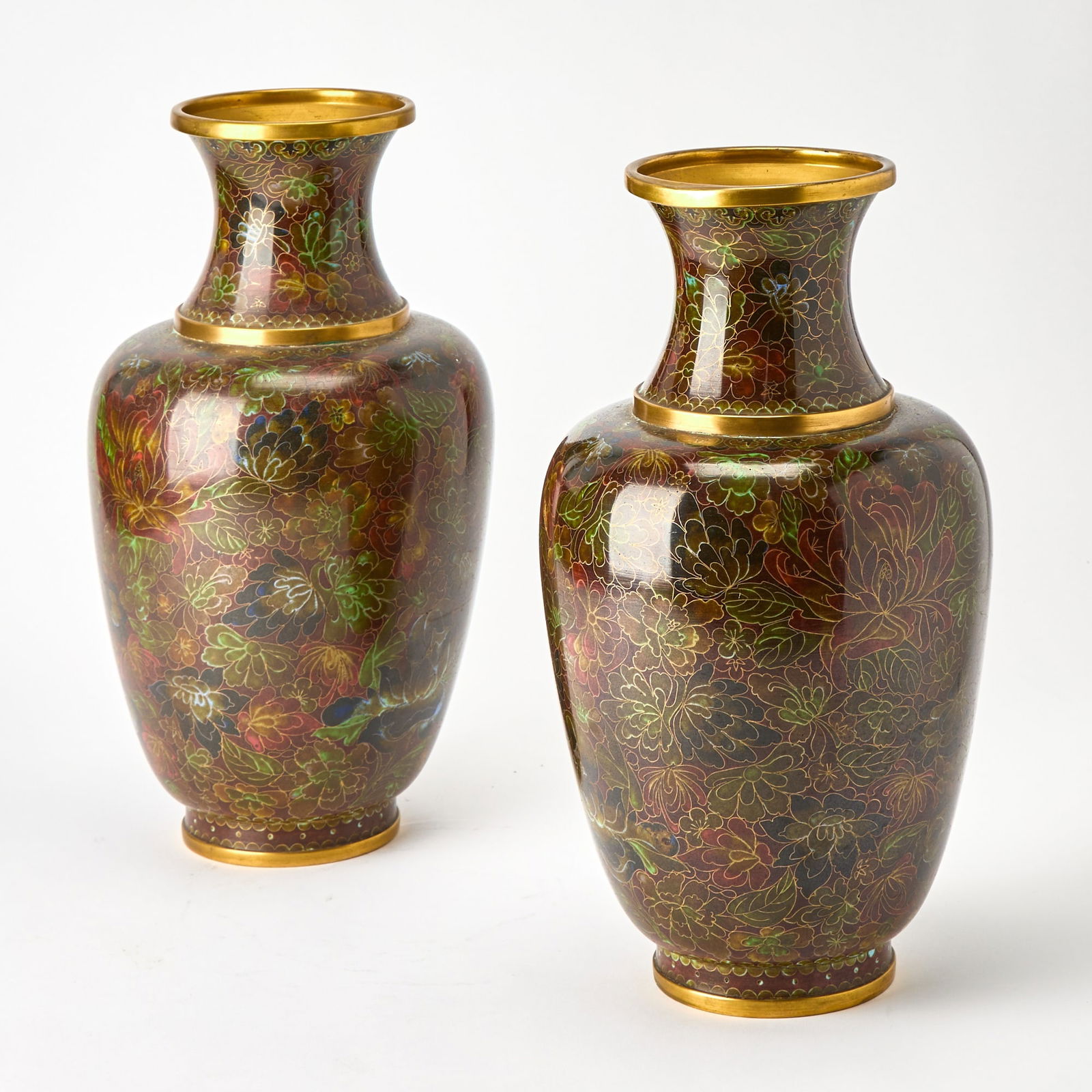 Pair of Chinese Style Cloisonne Enamel Vases (1 of 3)