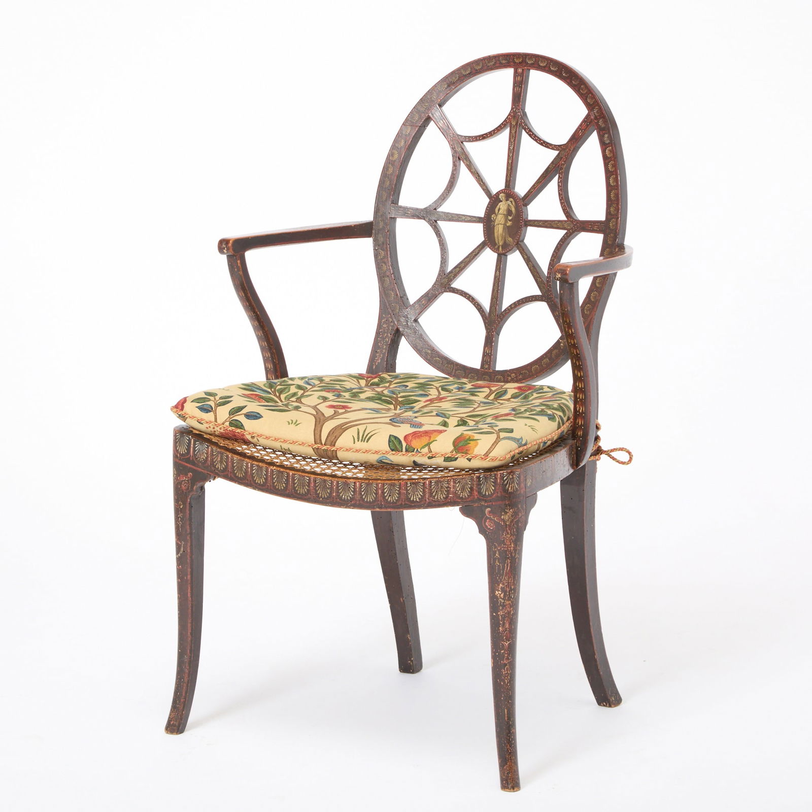 George III Carved and Painted Caned Armchair (1 of 7)