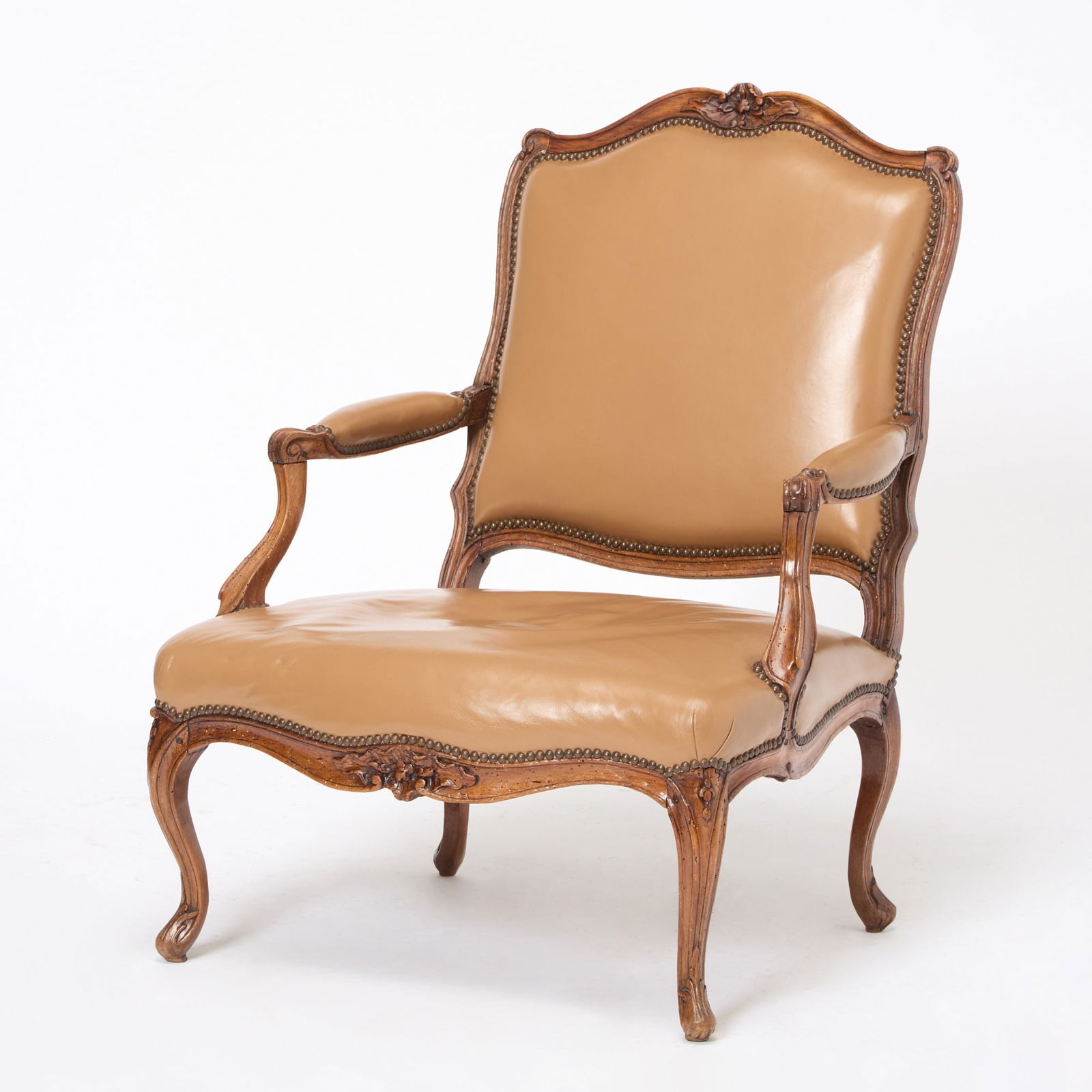 Louis XV Upholstered Walnut Fauteuil (1 of 12)