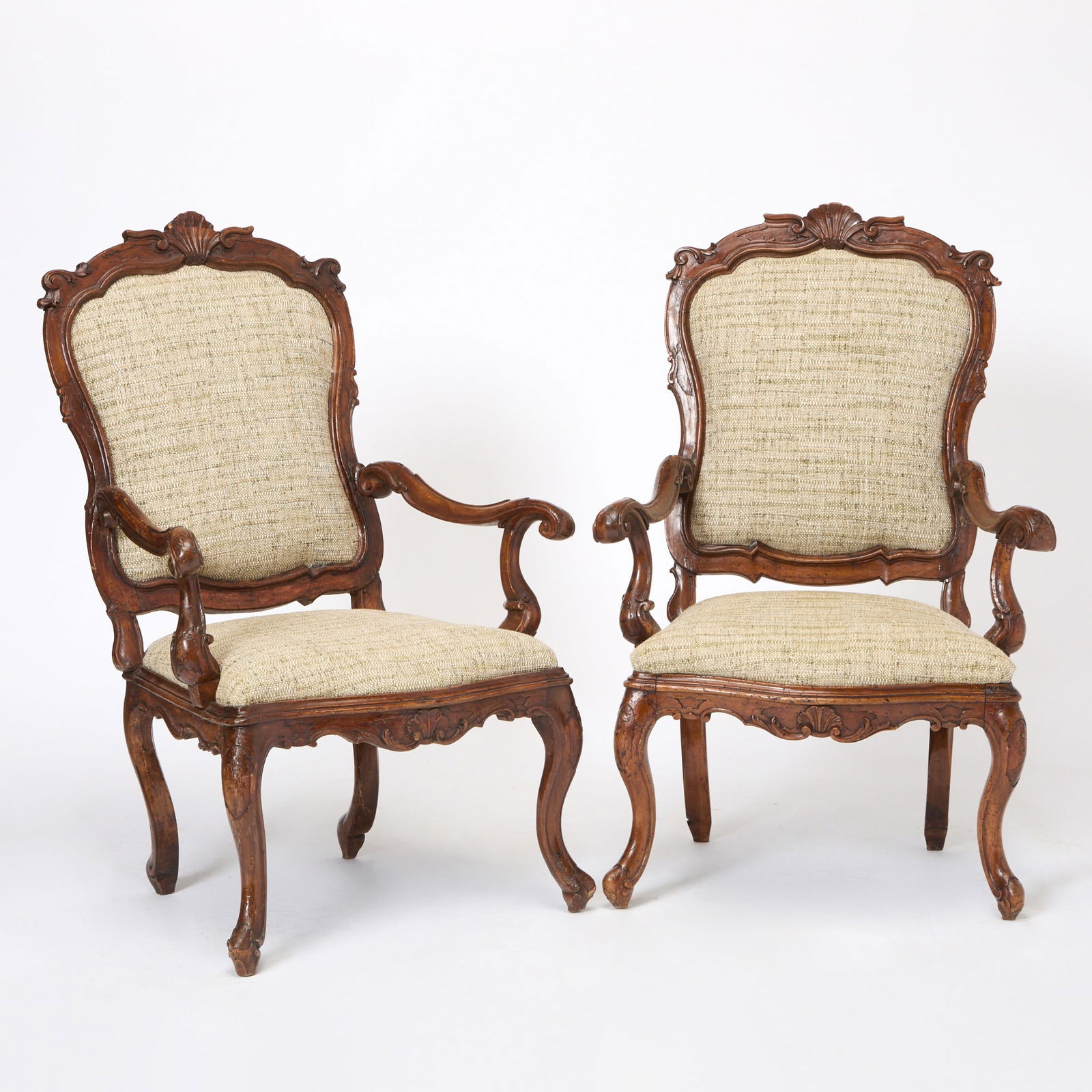 Pair of Venetian Rococo Carved Walnut Armchairs (1 of 5)