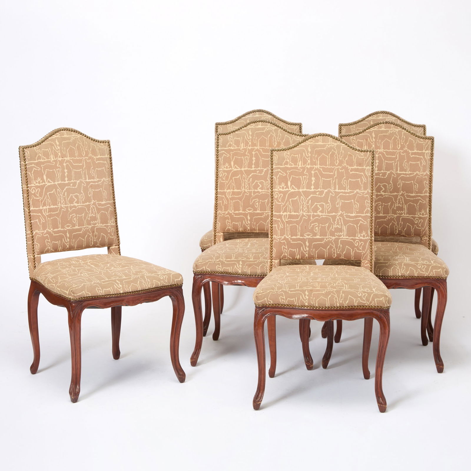 Set of Six Louis XV Style Walnut Side Chairs (1 of 6)