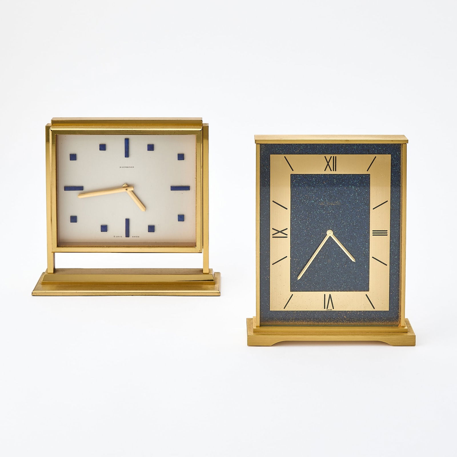Two Swiss Brass Table Clocks (1 of 8)