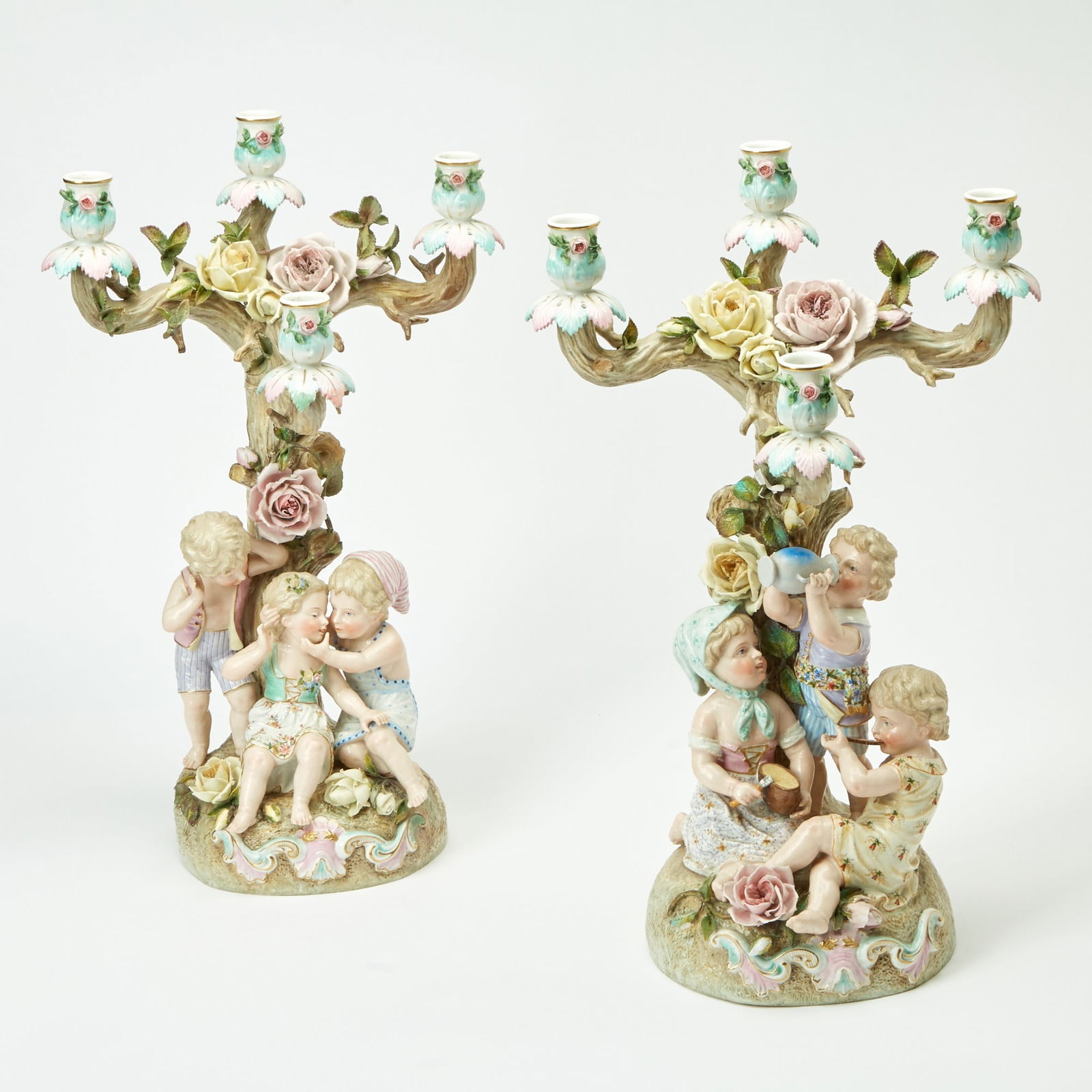 Pair of German Porcelain Four-Light Candelabra (1 of 4)