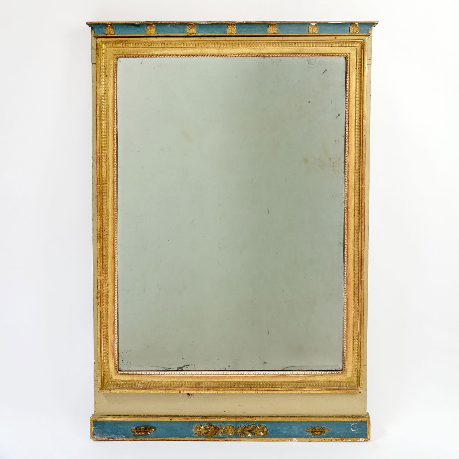 French Empire Painted and Parcel Gilt Mirror: Height 46 inches, width 30 1/2 inches.