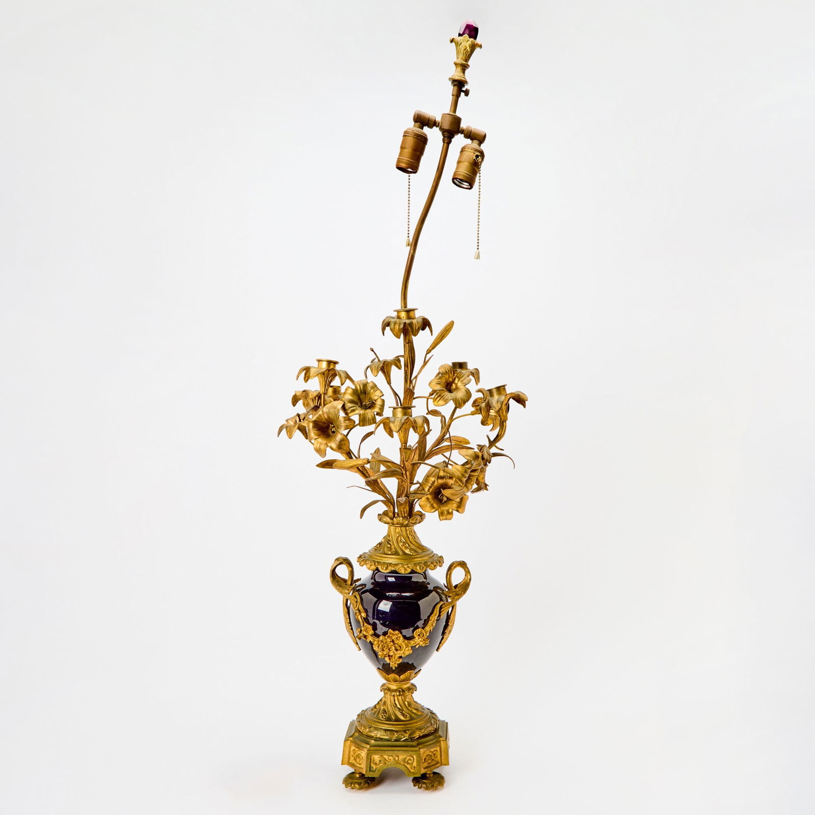 Sevres Style Gilt-Bronze-Mounted Porcelain Six-Light Candelabrum Mounted as a Lamp (1 of 7)