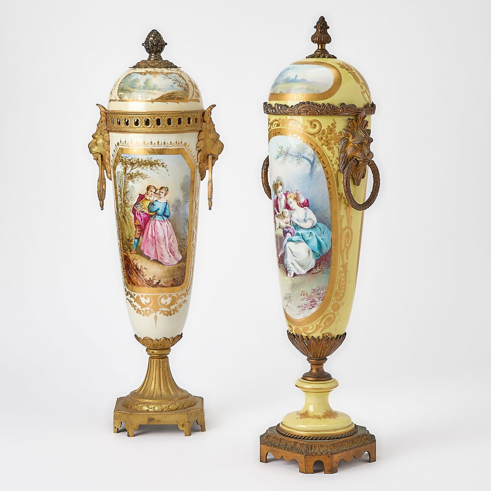 Two Sèvres Style Gilt-Metal-Mounted Porcelain Covered Urns (1 of 9)