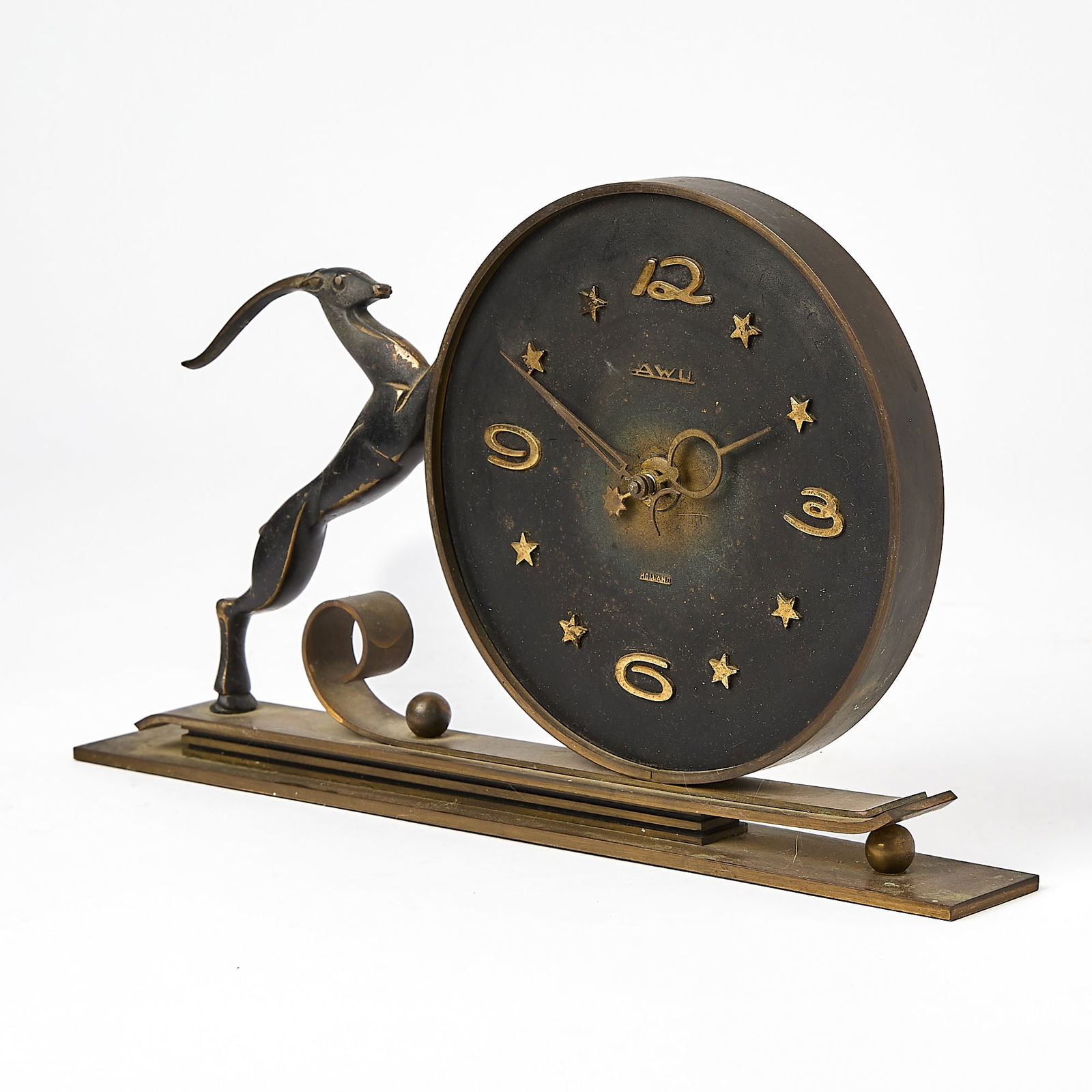 Dutch Bronze Impala Table Clock - 2