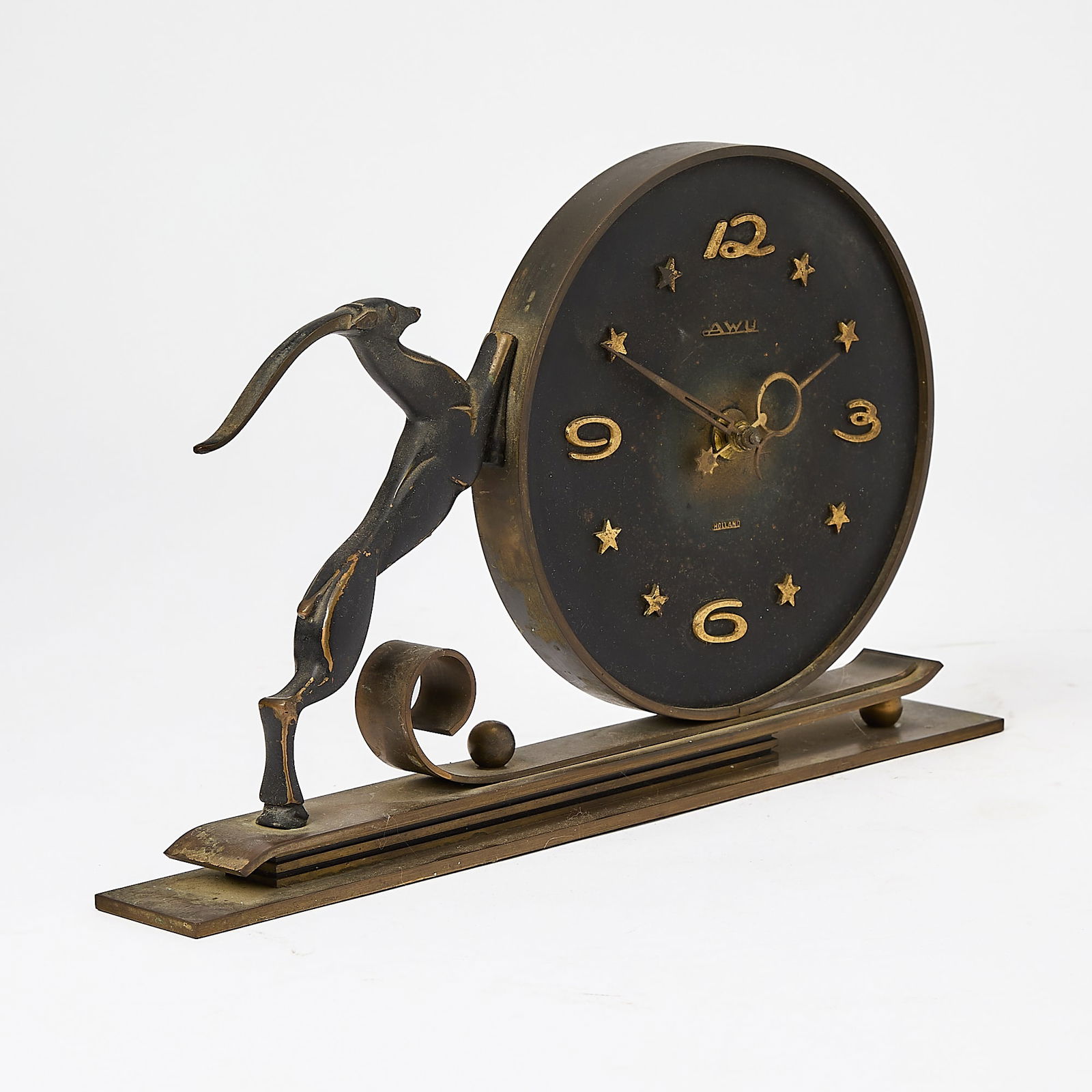 Dutch Bronze Impala Table Clock - 3