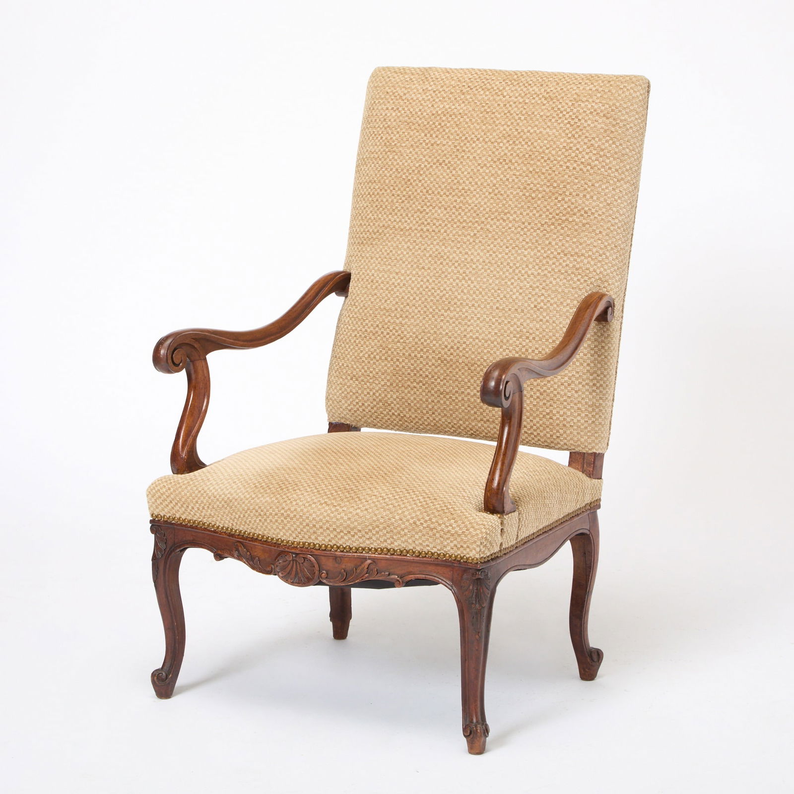 Louis XV Style Upholstered Walnut Armchair (1 of 6)
