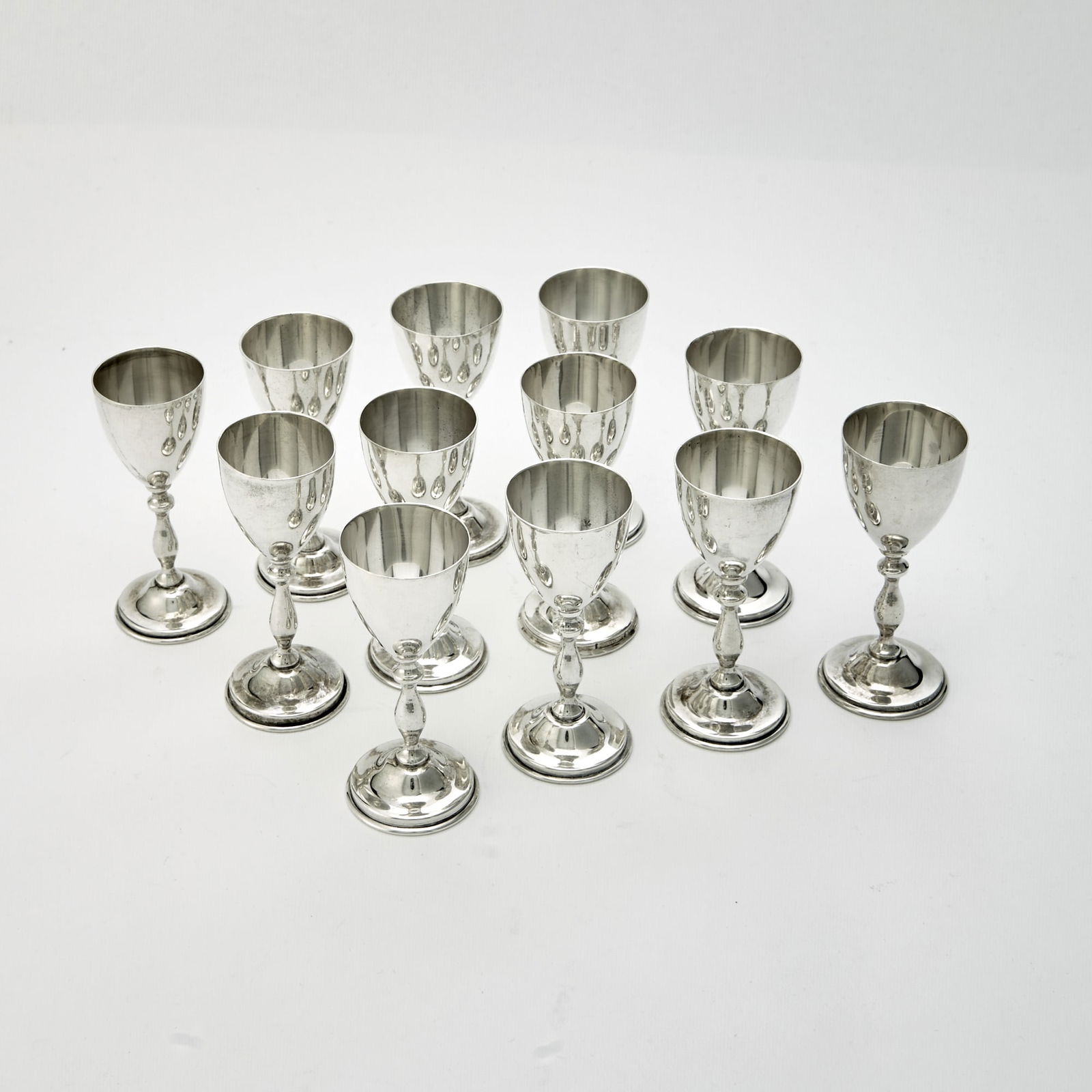 Assembled Set of Twelve Mexican Sterling Silver Cordials (1 of 2)