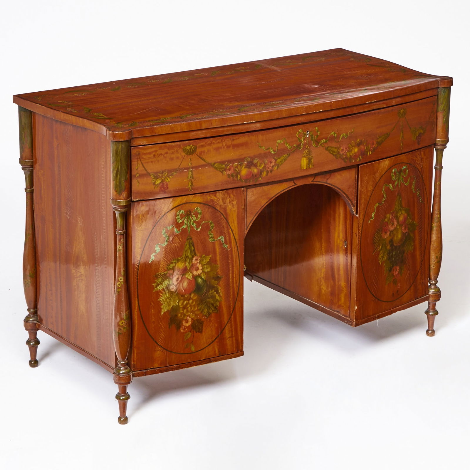 Edwardian Painted Satinwood Kneehole Desk (1 of 5)
