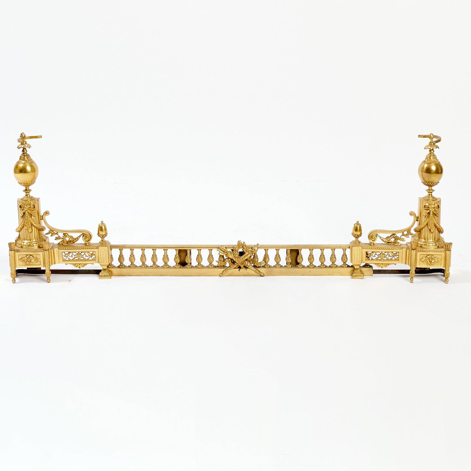 Louis XVI Style Brass Fireplace Fender: Height