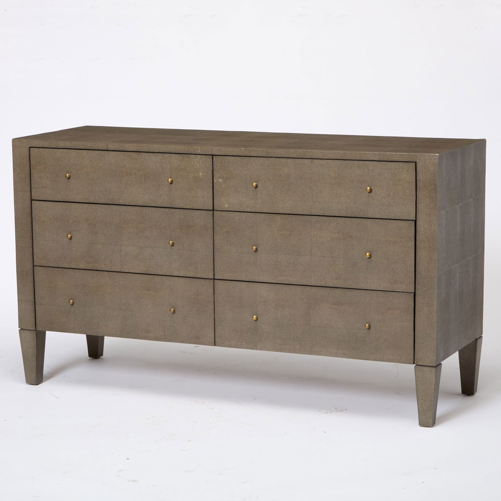 Faux Shagreen Chest of Drawers: Late 20th centuryHeight 34 inches, width 60 inches, depth 20 inches.