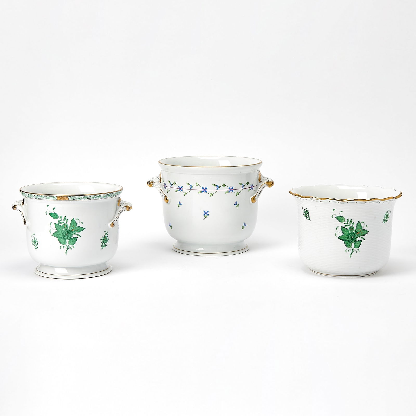Three Herend Porcelain Cache Pots (1 of 7)
