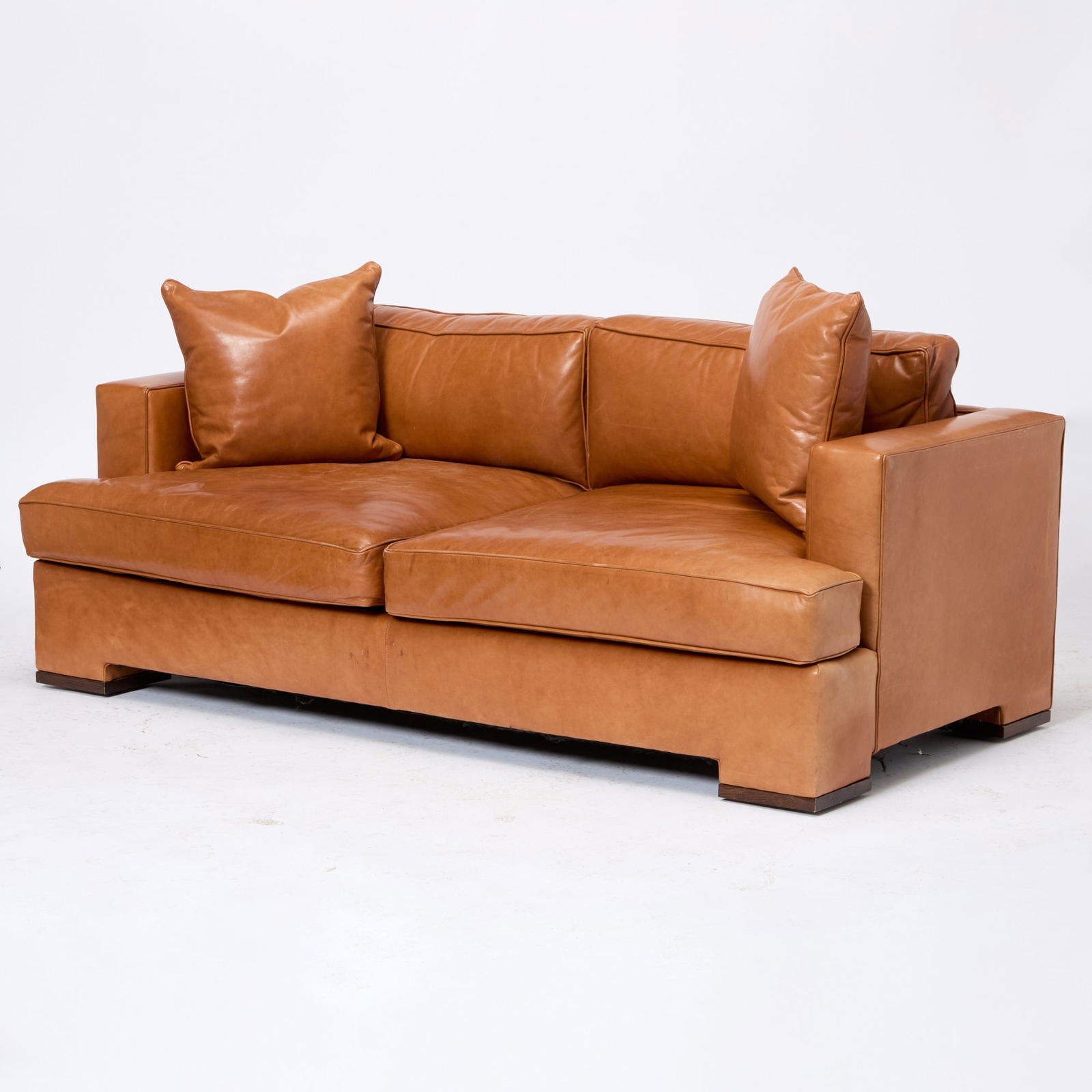Tan Leather Upholstered Thomas O'Brien Sofa (1 of 5)