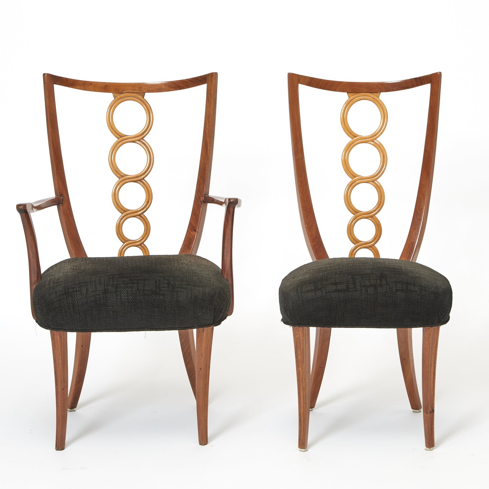 Set of Twelve Art Deco Upholstered Fruitwood Dining Chairs - 3