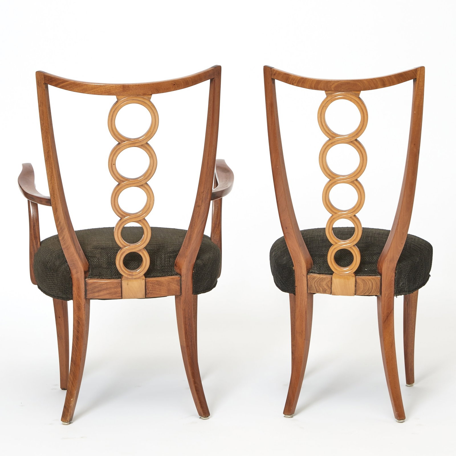 Set of Twelve Art Deco Upholstered Fruitwood Dining Chairs - 6