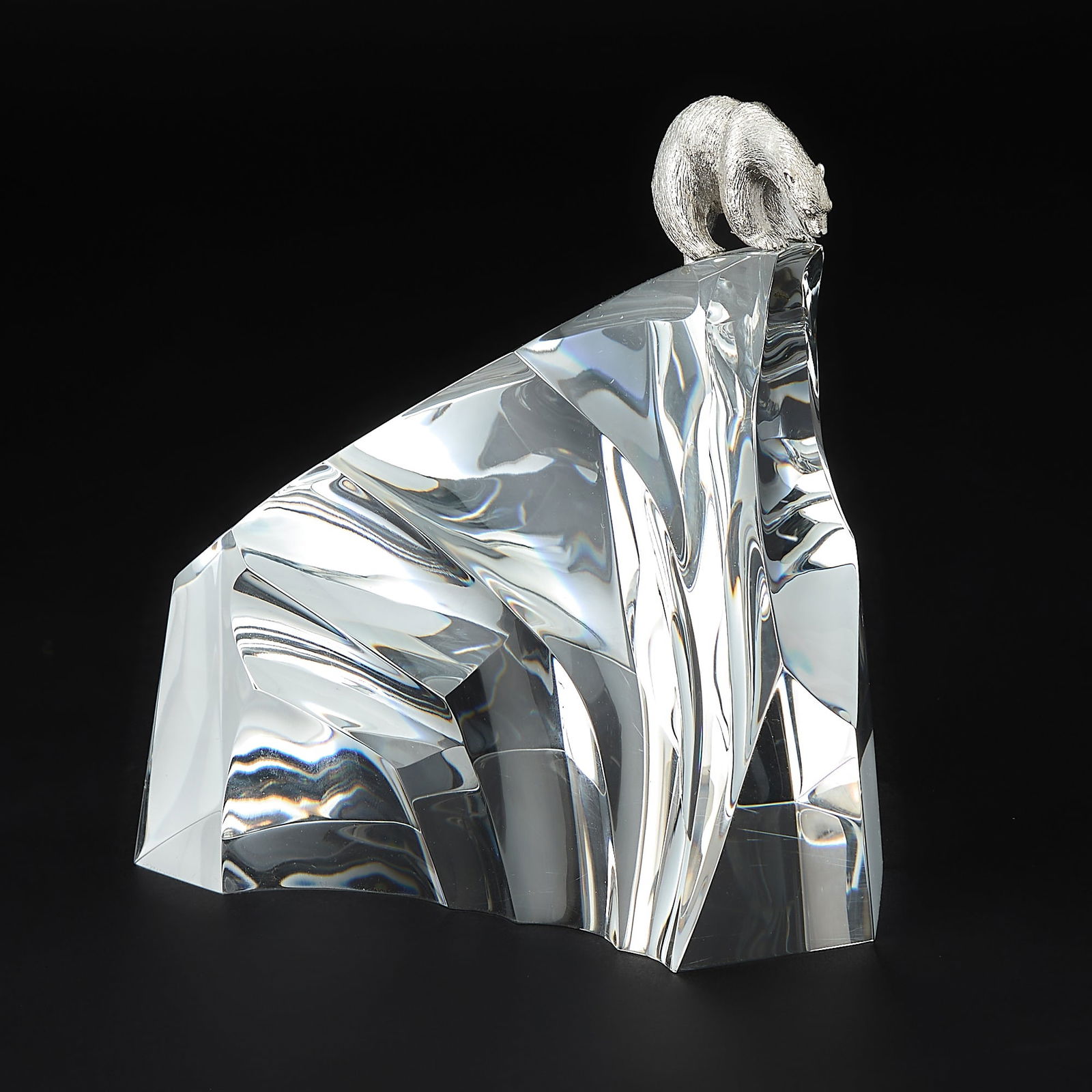 Steuben Sterling Silver-Mounted Glass Sculpture Titled Ice Bear (1 of 10)