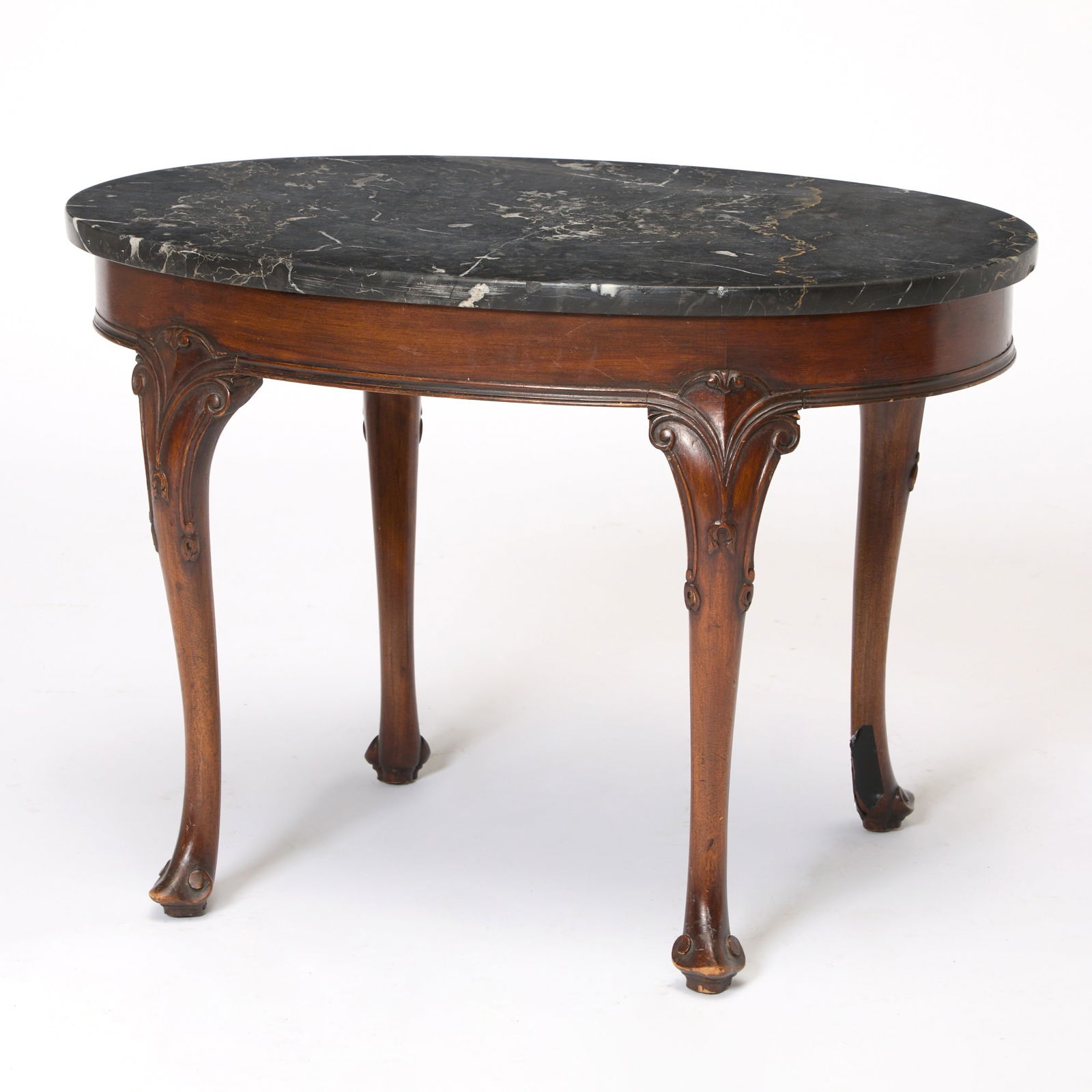 Irish George II Style Mahogany and Black Marble Oval Low table (1 of 4)