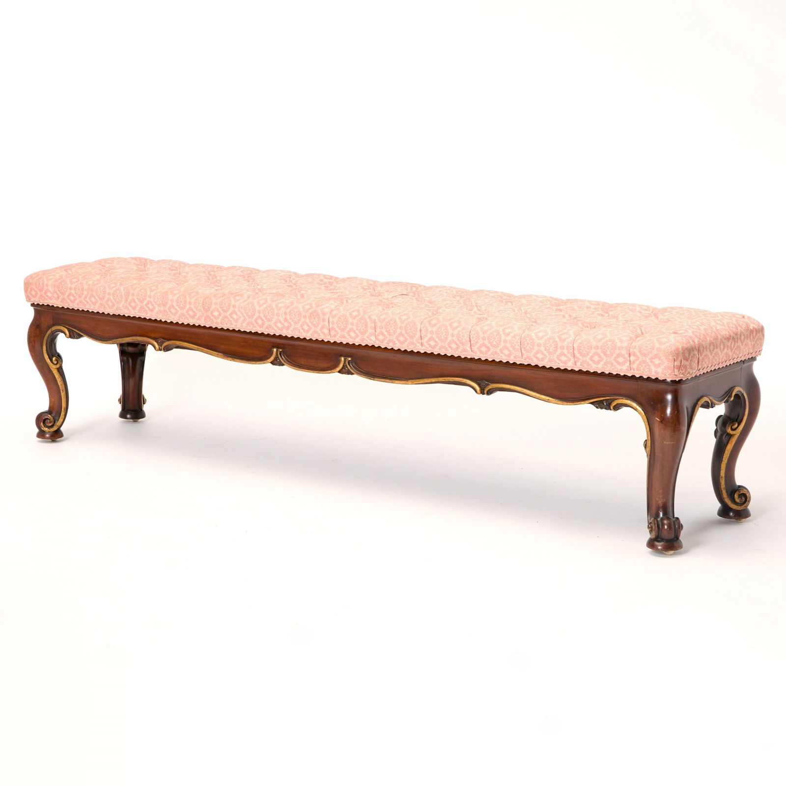 George III Style Upholstered Parcel-Gilt Mahogany Bench (1 of 6)