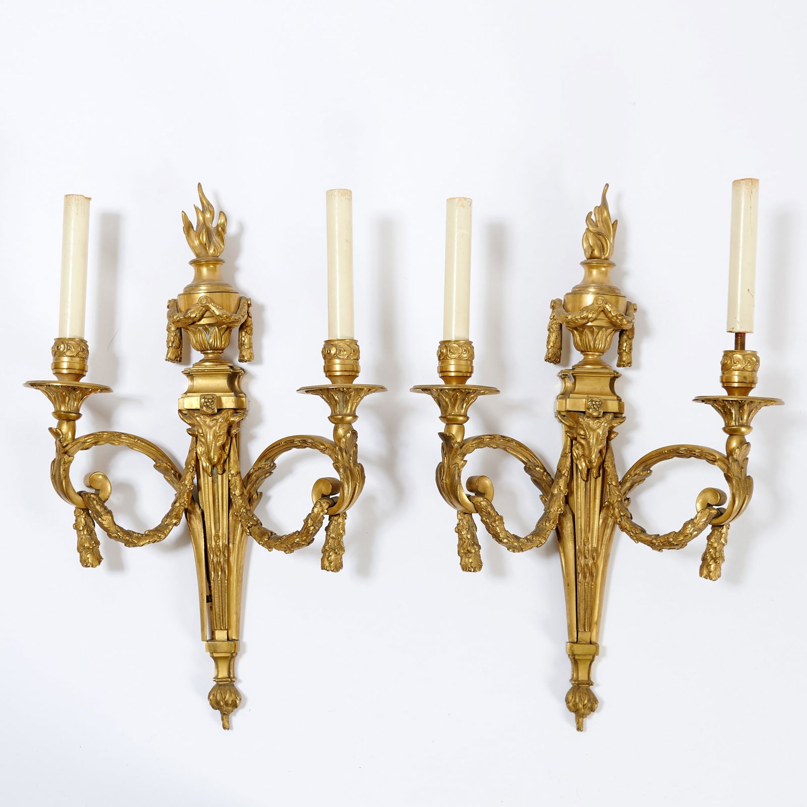 Pair of Louis XVI Style Gilt-Bronze Two Light Sconces (1 of 5)