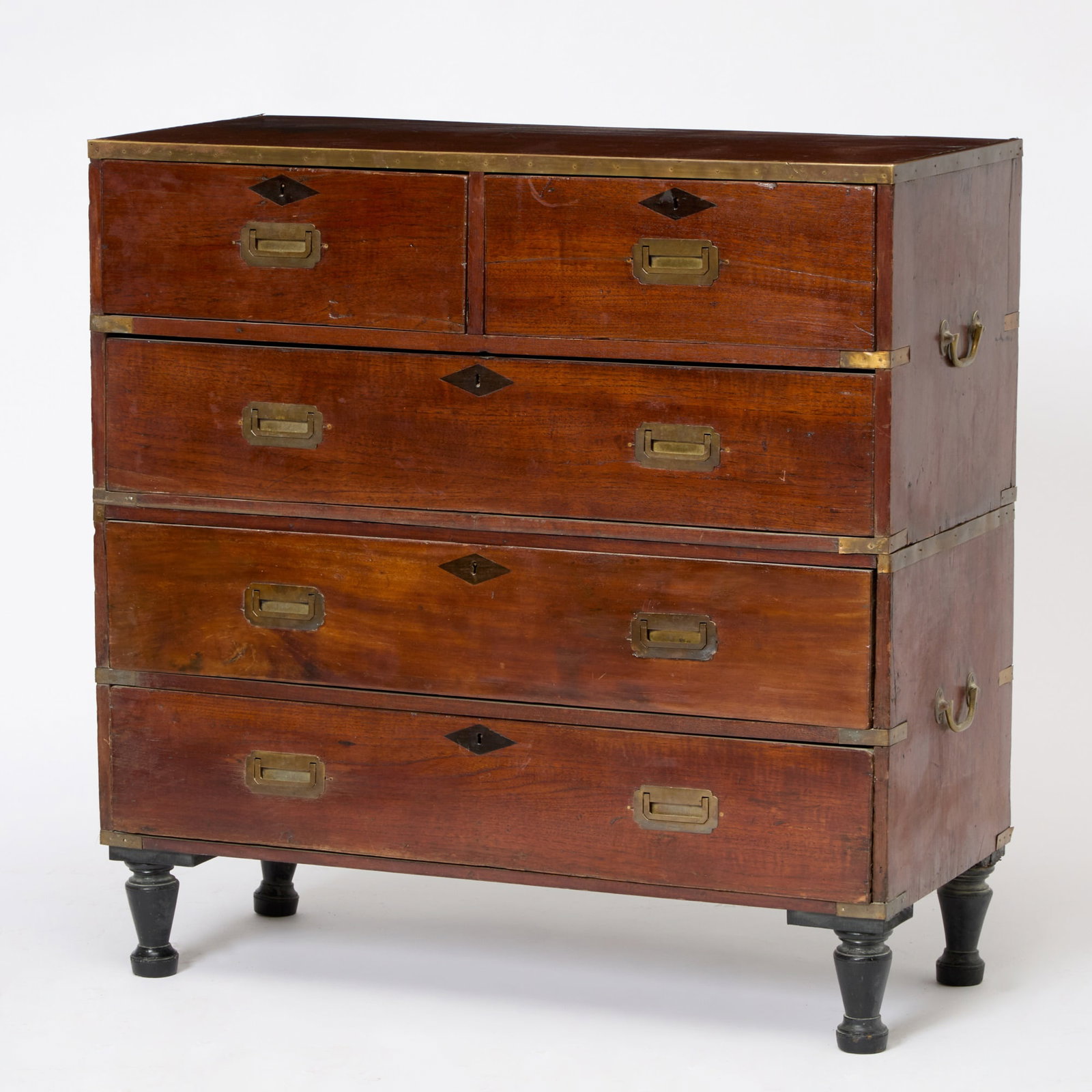 English Brass-Bound Mahogany Campaign Chest of Drawers (1 of 6)