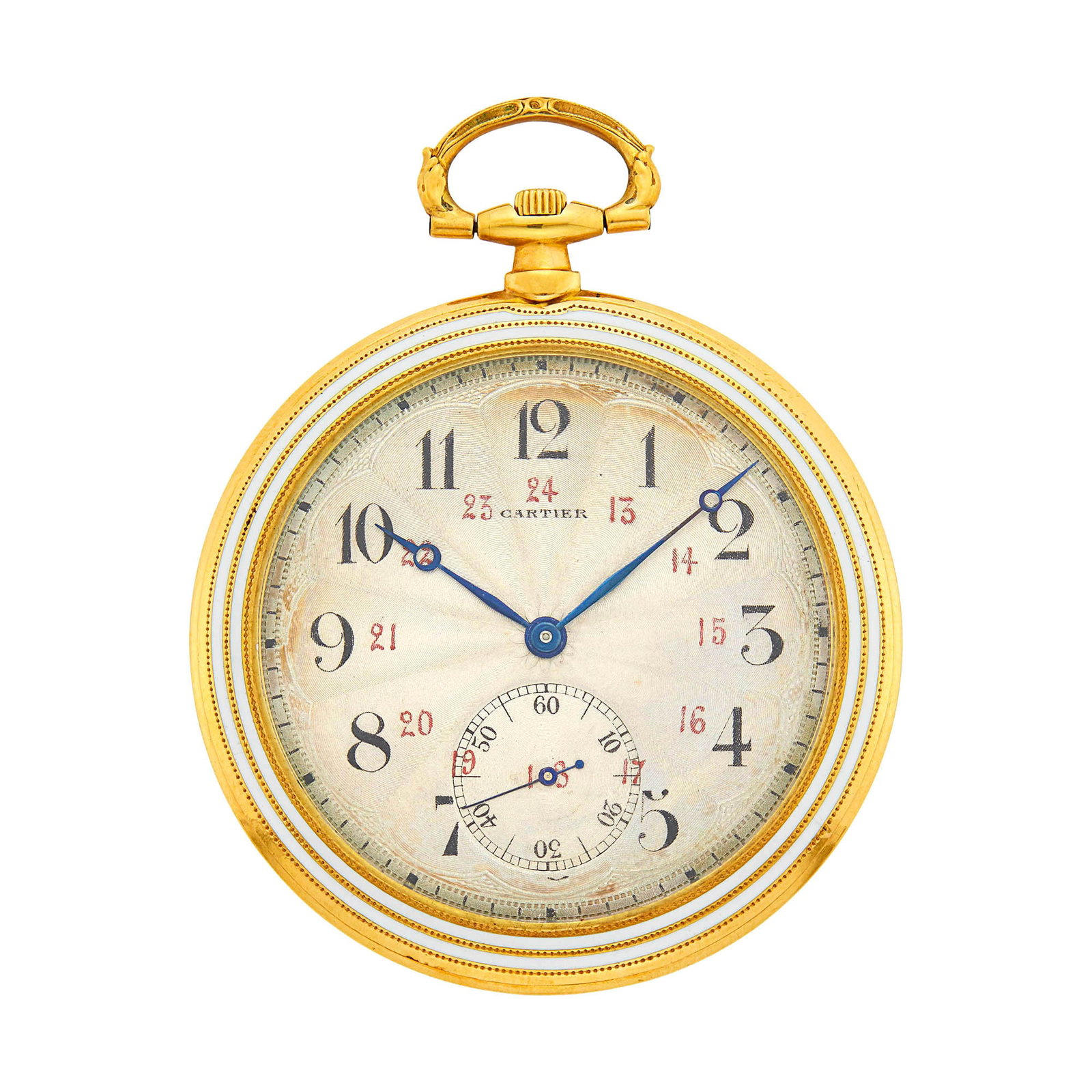 Cartier Gold and White Enamel Open Face Pocket Watch (1 of 2)