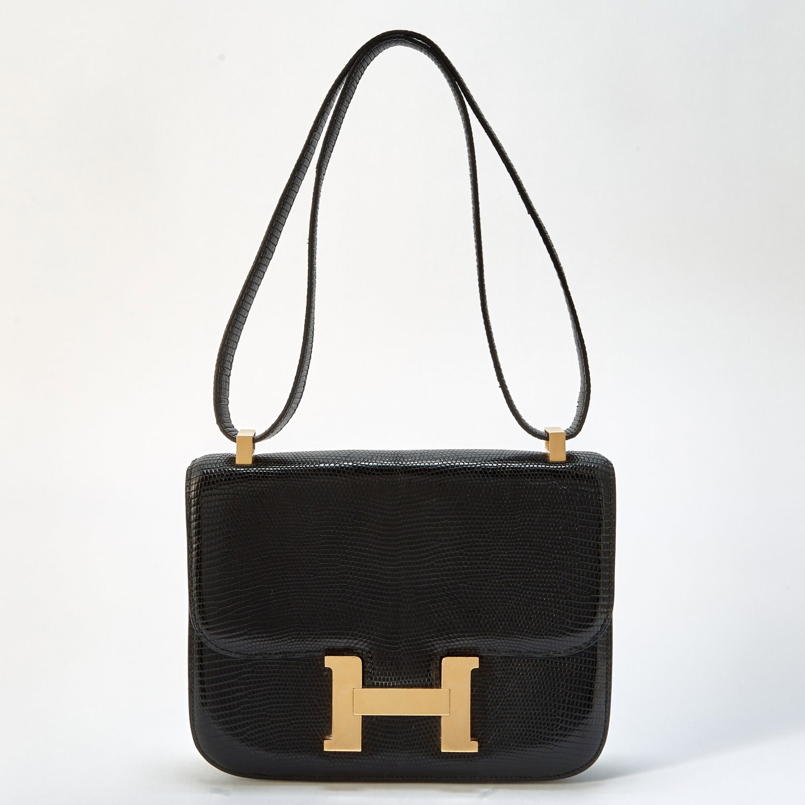 Hermès Black Salvator Lizard 'Constance' Bag (1 of 1)