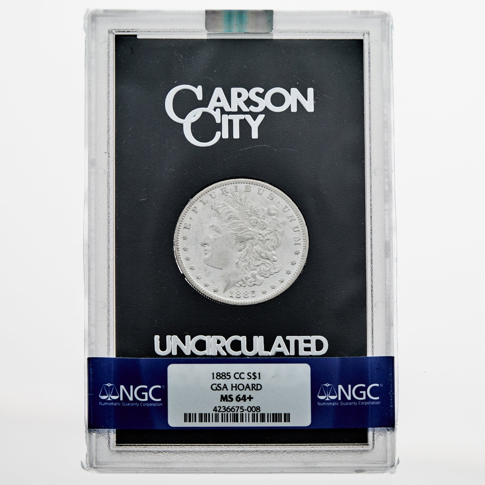 United States. 1885-CC Morgan Dollar, GSA Hoard. PCGS MS-64+. (1 of 2)