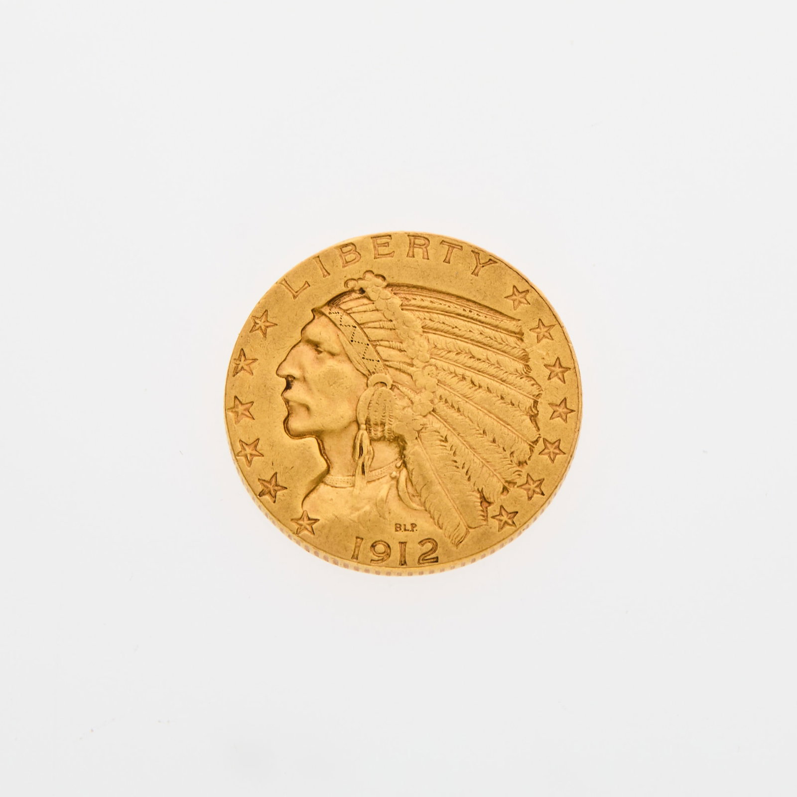 United States. 1912-S Indian Head Half Eagle. Extremely Fine.: Minor marks on the reverse rim. PCGS #: 8524; NGC ID#: 25ZN. Fineness: 0.900 AGW: 0.2419 oz.