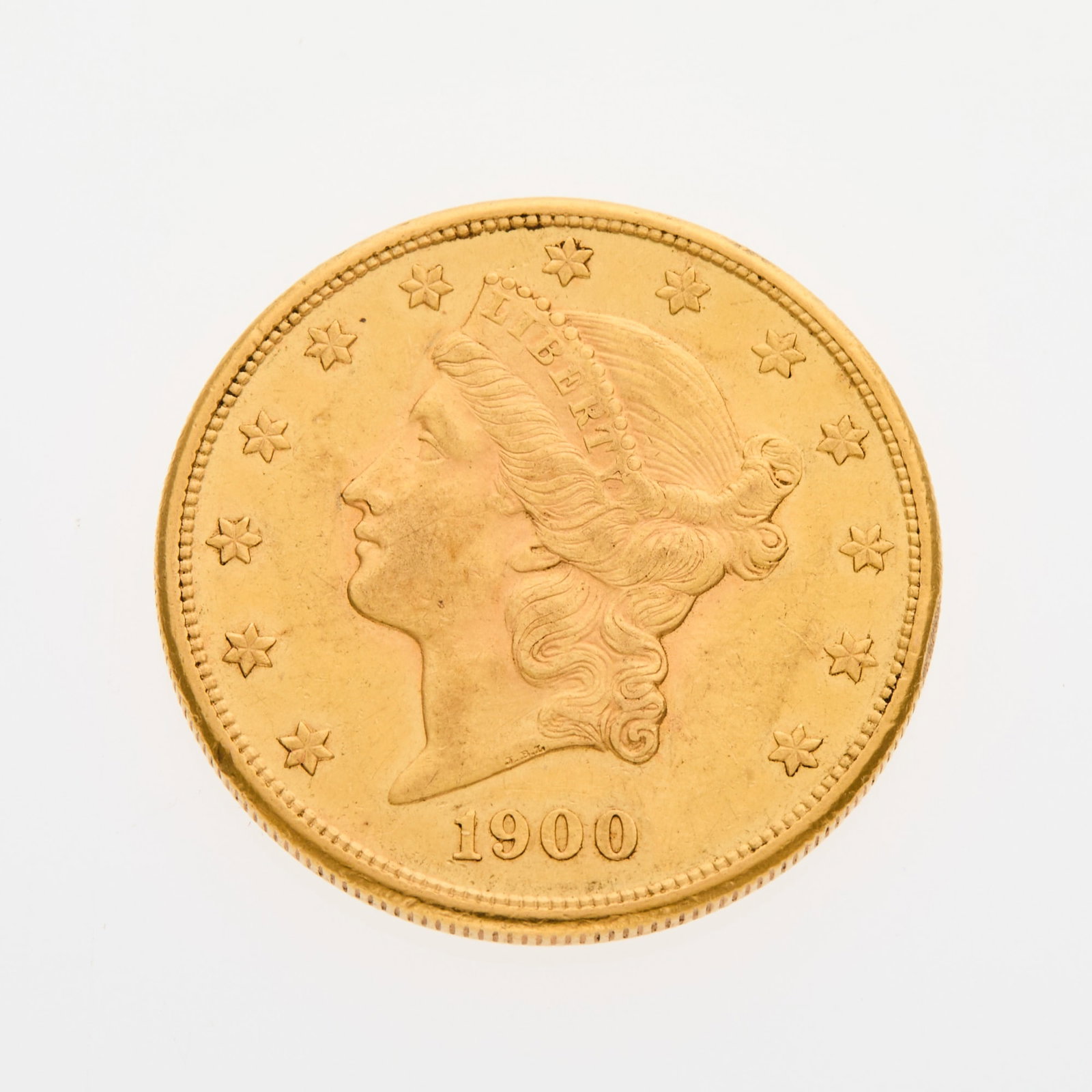 United States. 1900-S Liberty Head Double Eagle. Uncirculated Details, Scratch.: Nice detail and luster, scratch between the date and the bust truncation. PCGS #: 9038; NGC ID#: 26CR. Fineness: 0.900 AGW: 0.9675 oz.