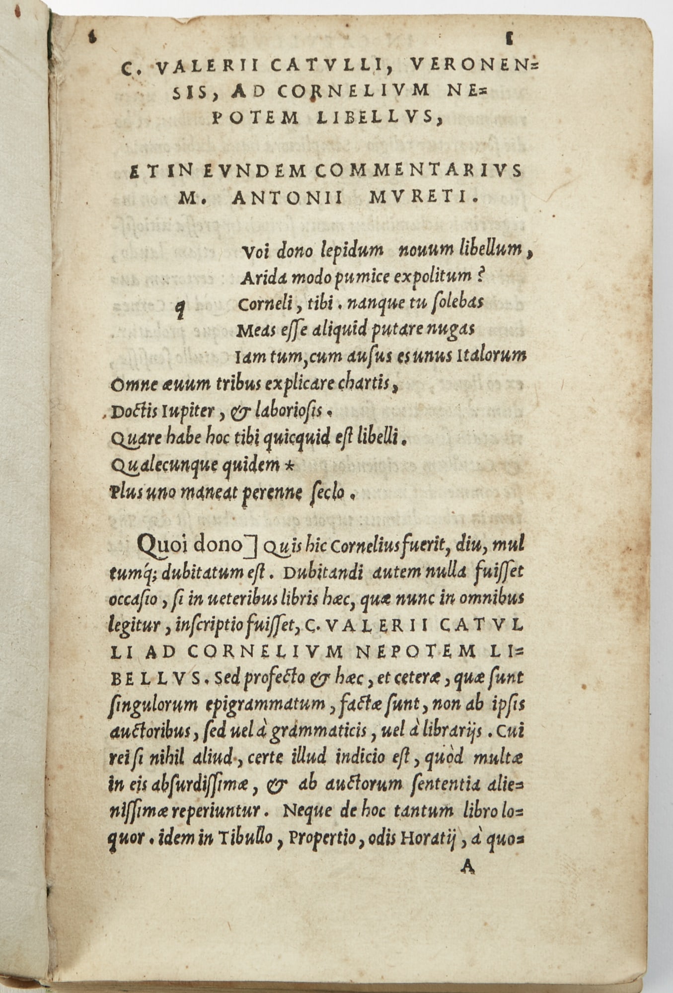 The first edition of Catullus with Muret's commentary (1 of 2)