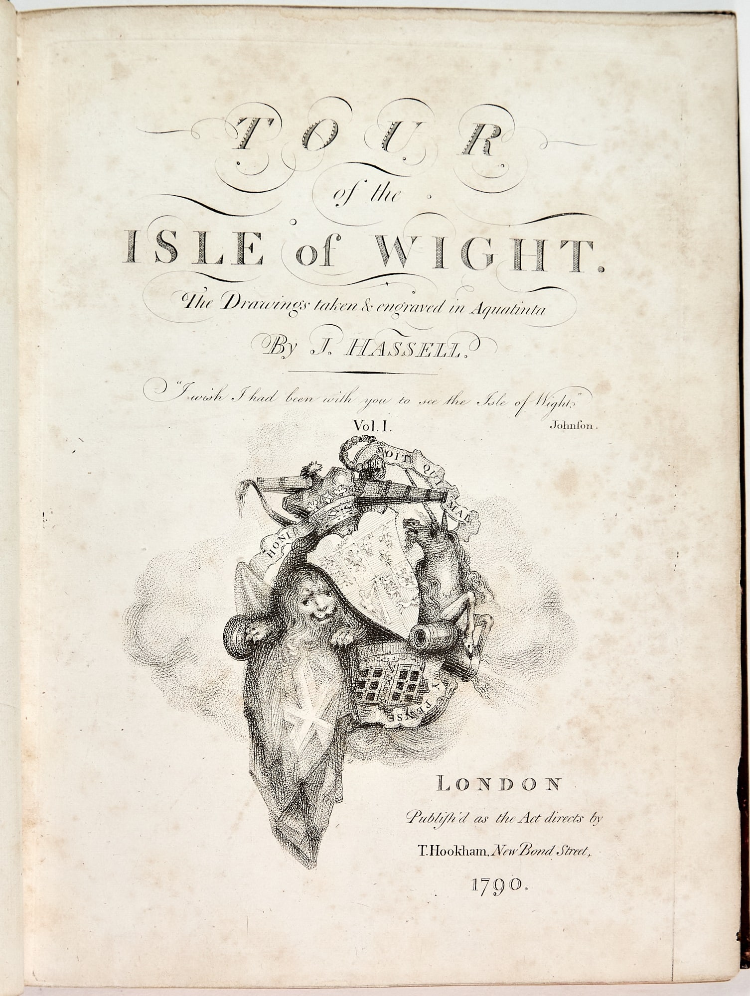 John Hassell's Tour of the Isle of Wight: HASSELL, JOHN Tour of the Isle of Wight. London: John Jarvis for Thomas Hookham, 1790. First edition, probably a large-paper copy. Two volumes, full red morocco of the period, covers with double rules